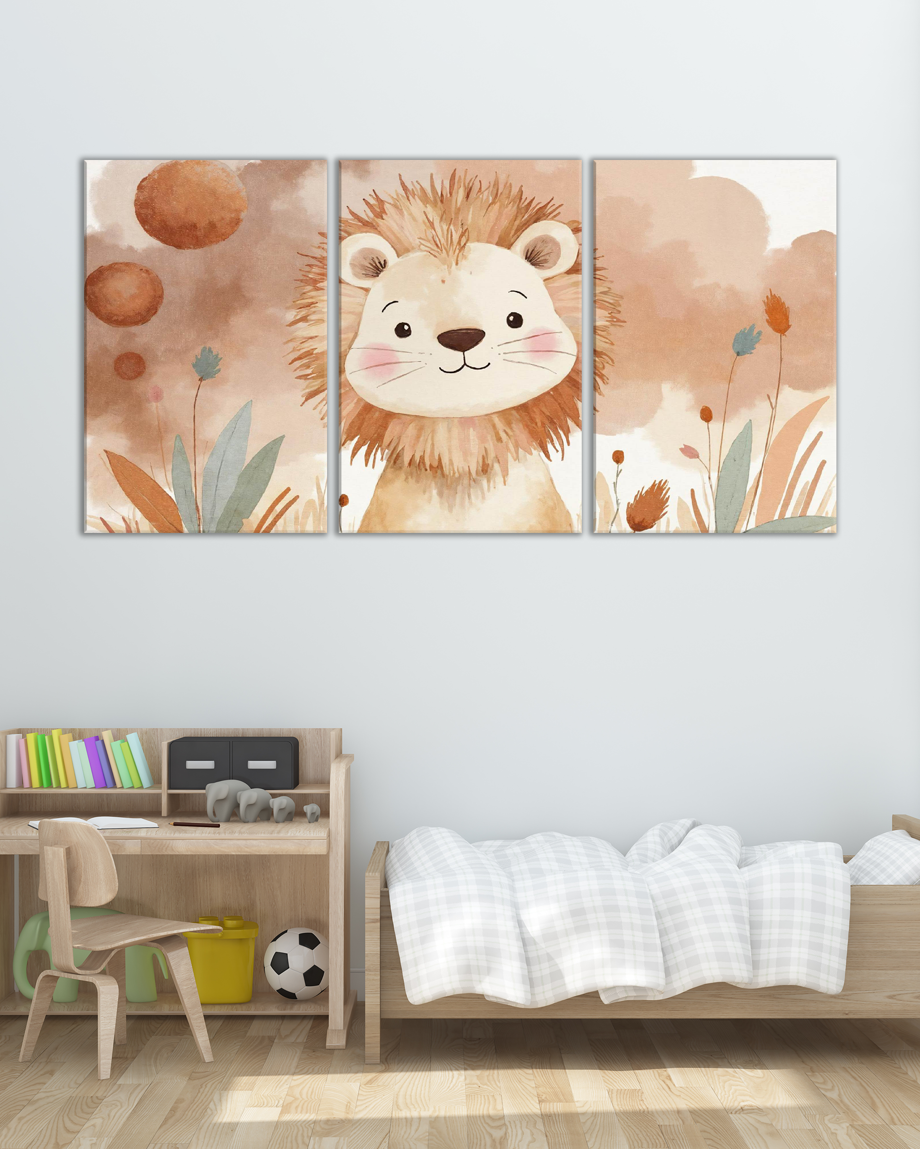 Cuadro infantil de león para habitación de niños – Decoración dulce y original