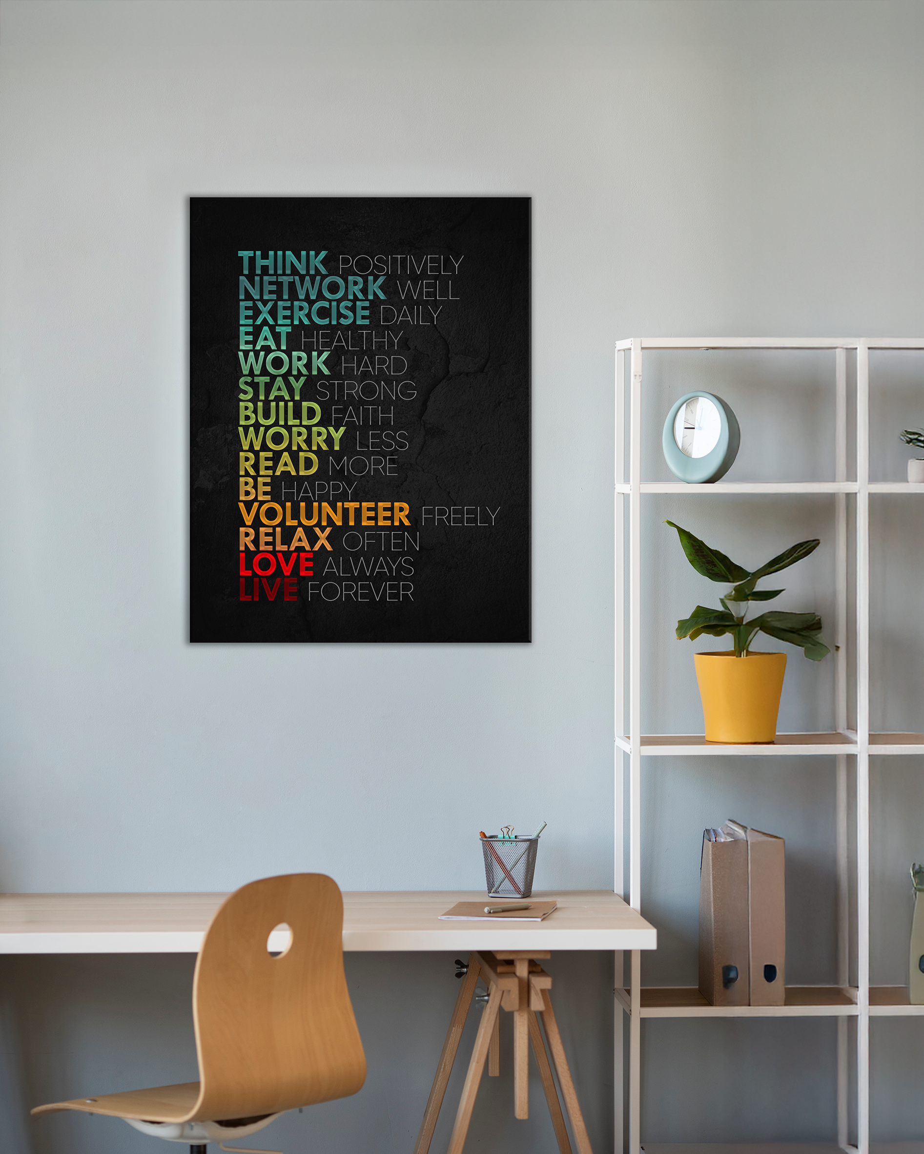 Cuadro Motivacional Multicolor – Frases Positivas para Oficina, Estudio o Home Office