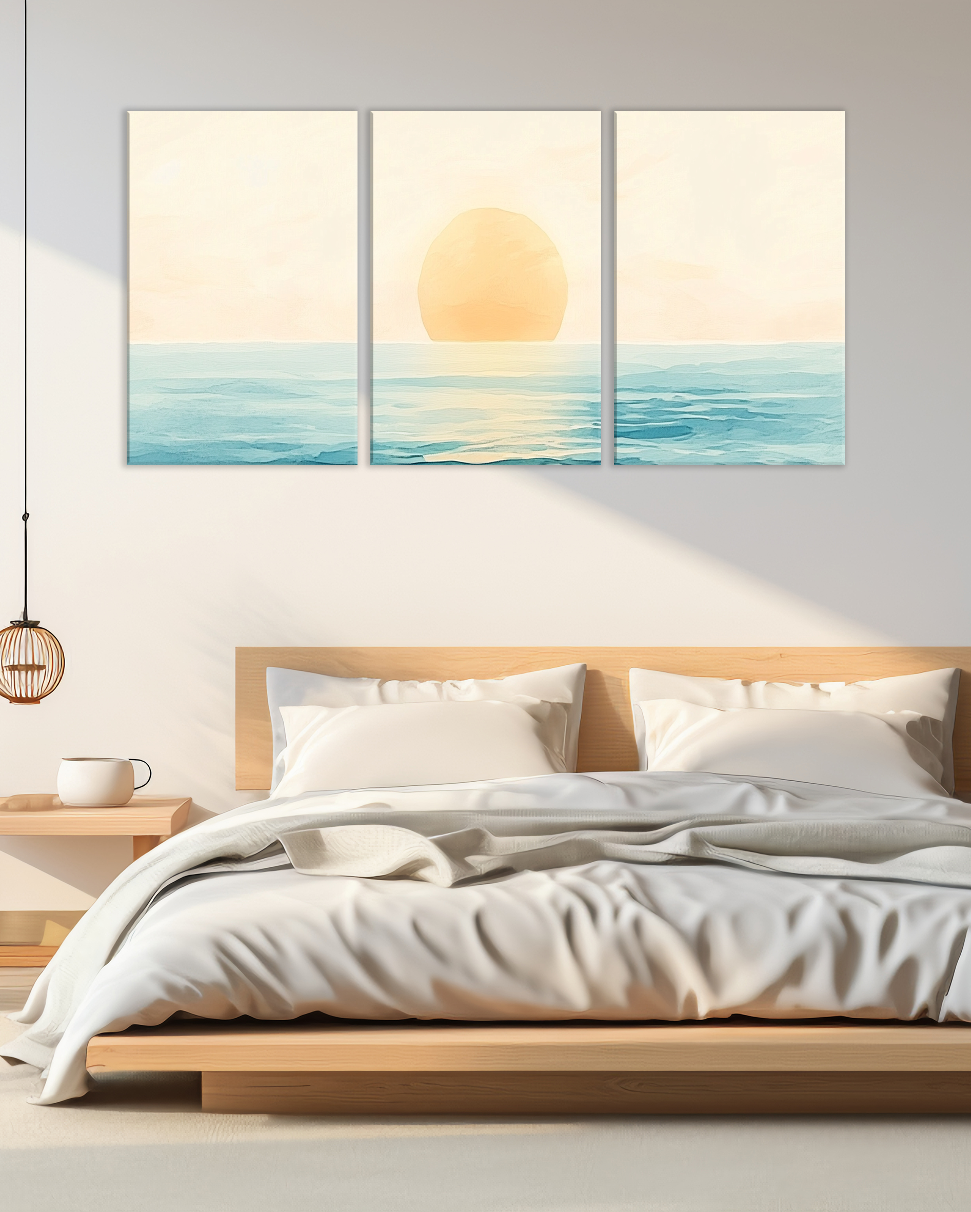 Cuadro Decorativo de 3 Piezas Horizonte Sereno, Amanecer sobre el Mar