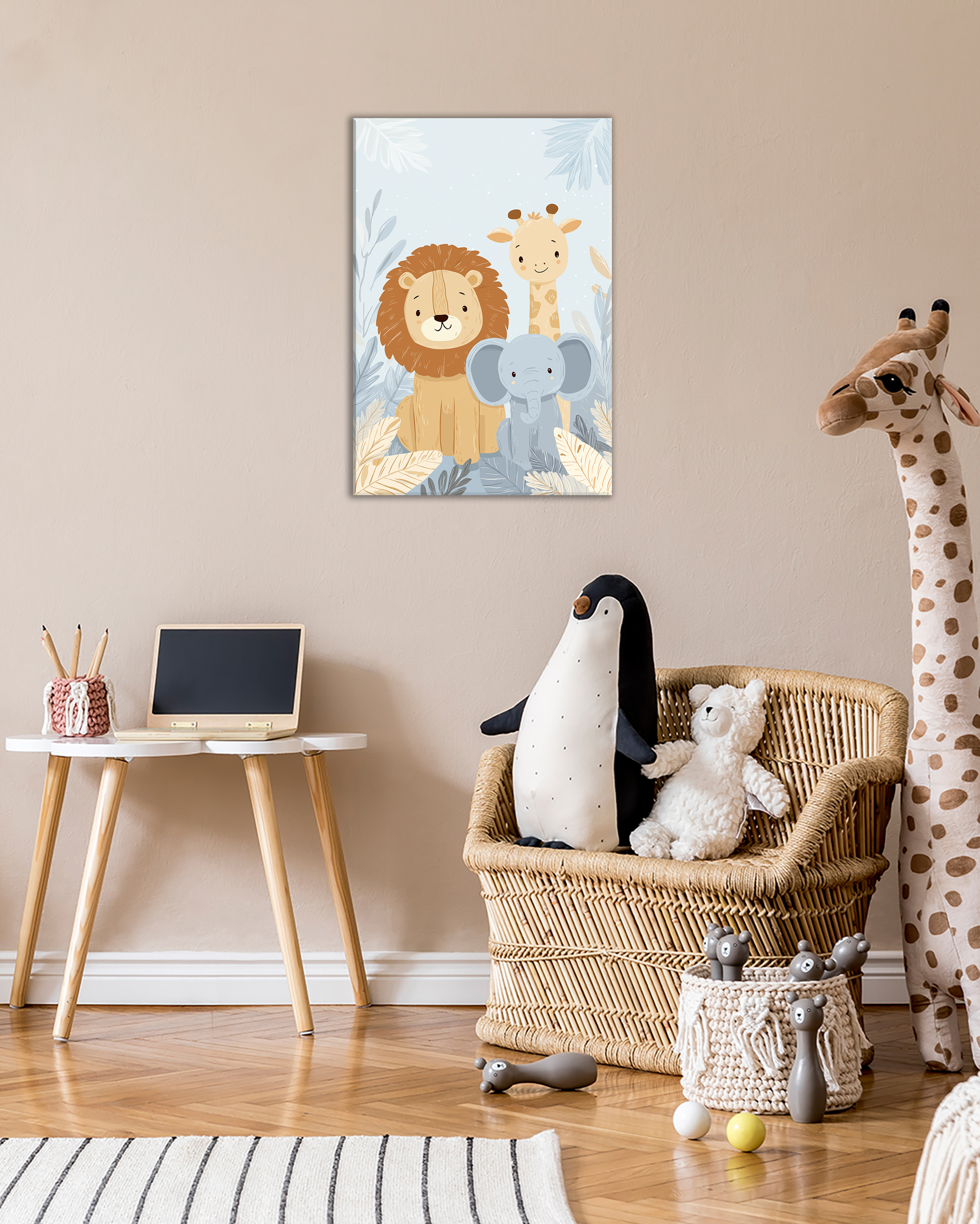 Cuadro Infantil de Animales de la Selva | Decoración para Habitación de Bebé o Niños
