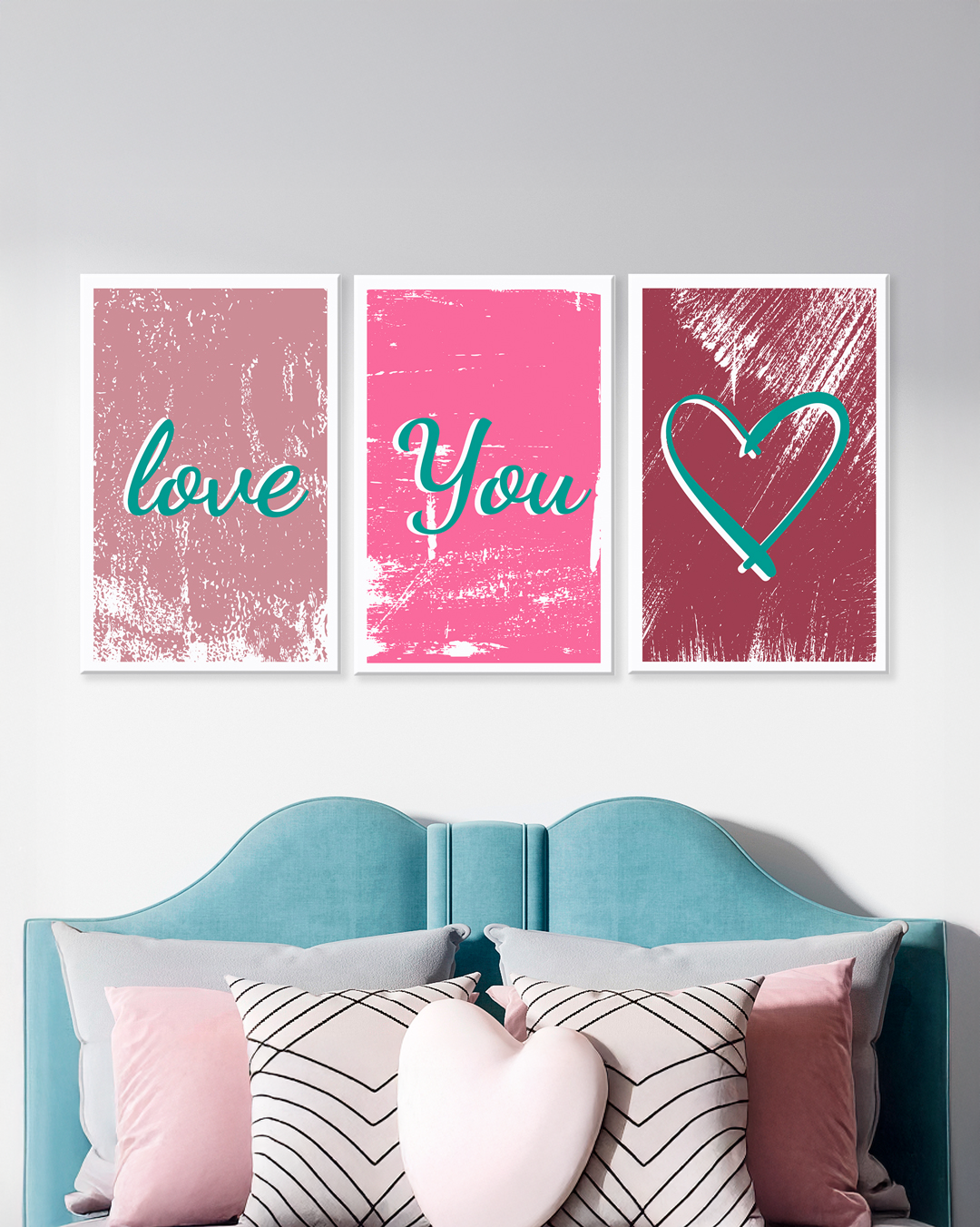Cuadro Decorativo Love You en Tríptico