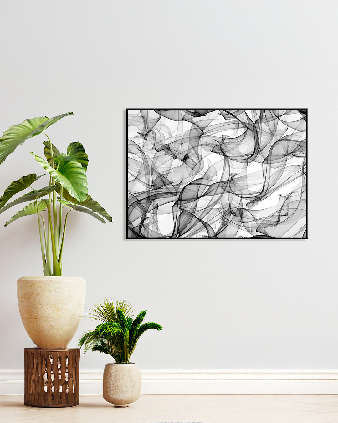 Cuadro Abstracto Blanco y Negro para Decoración Minimalista