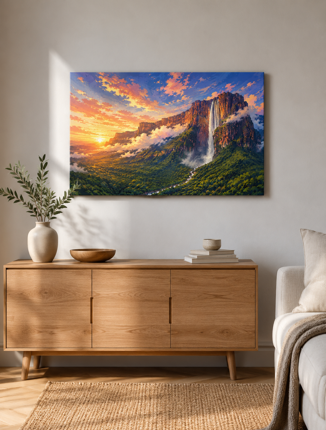 Salto Ángel al Atardecer – Cuadro Decorativo de Paisaje Venezolano