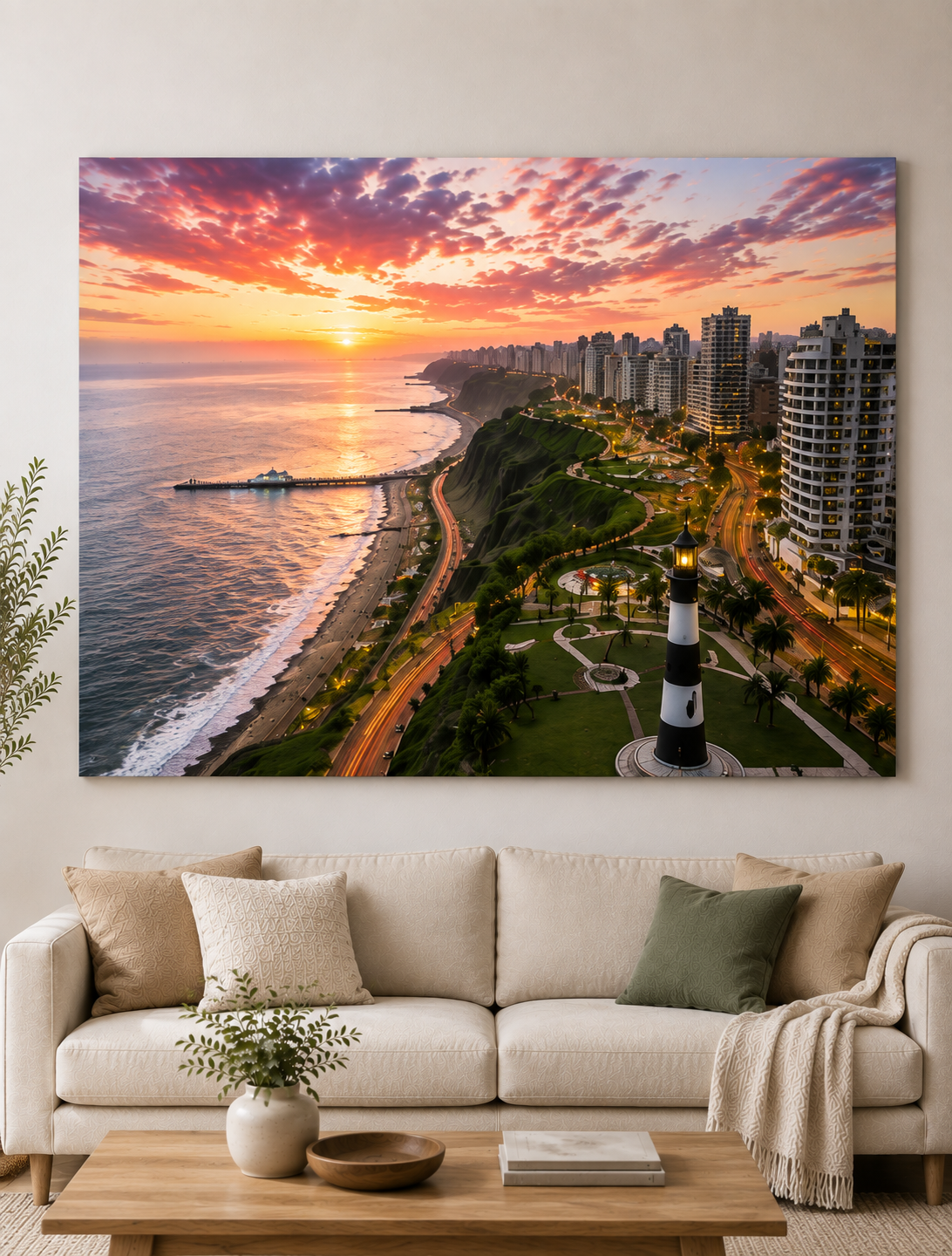 Cuadro de Miraflores Lima al atardecer – Paisaje Peru