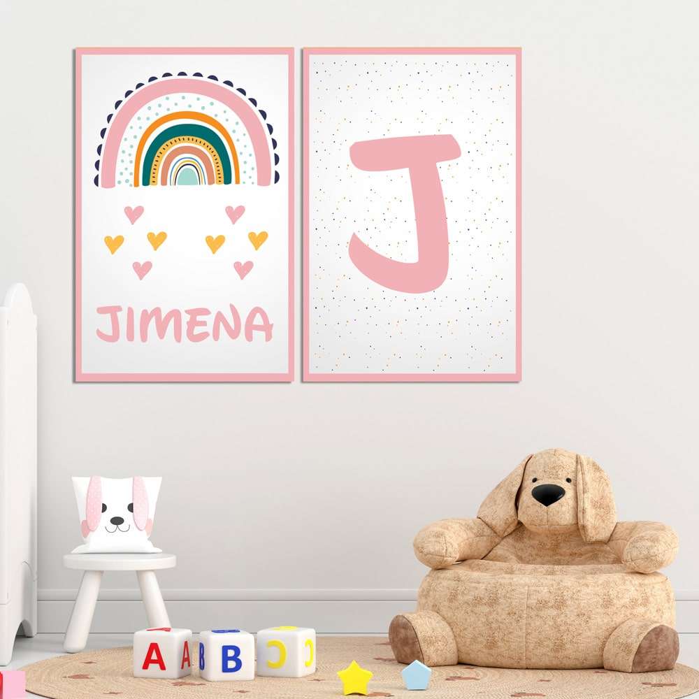 Cuadro Infantil de Arcoiris con inicial de nombre personalizado