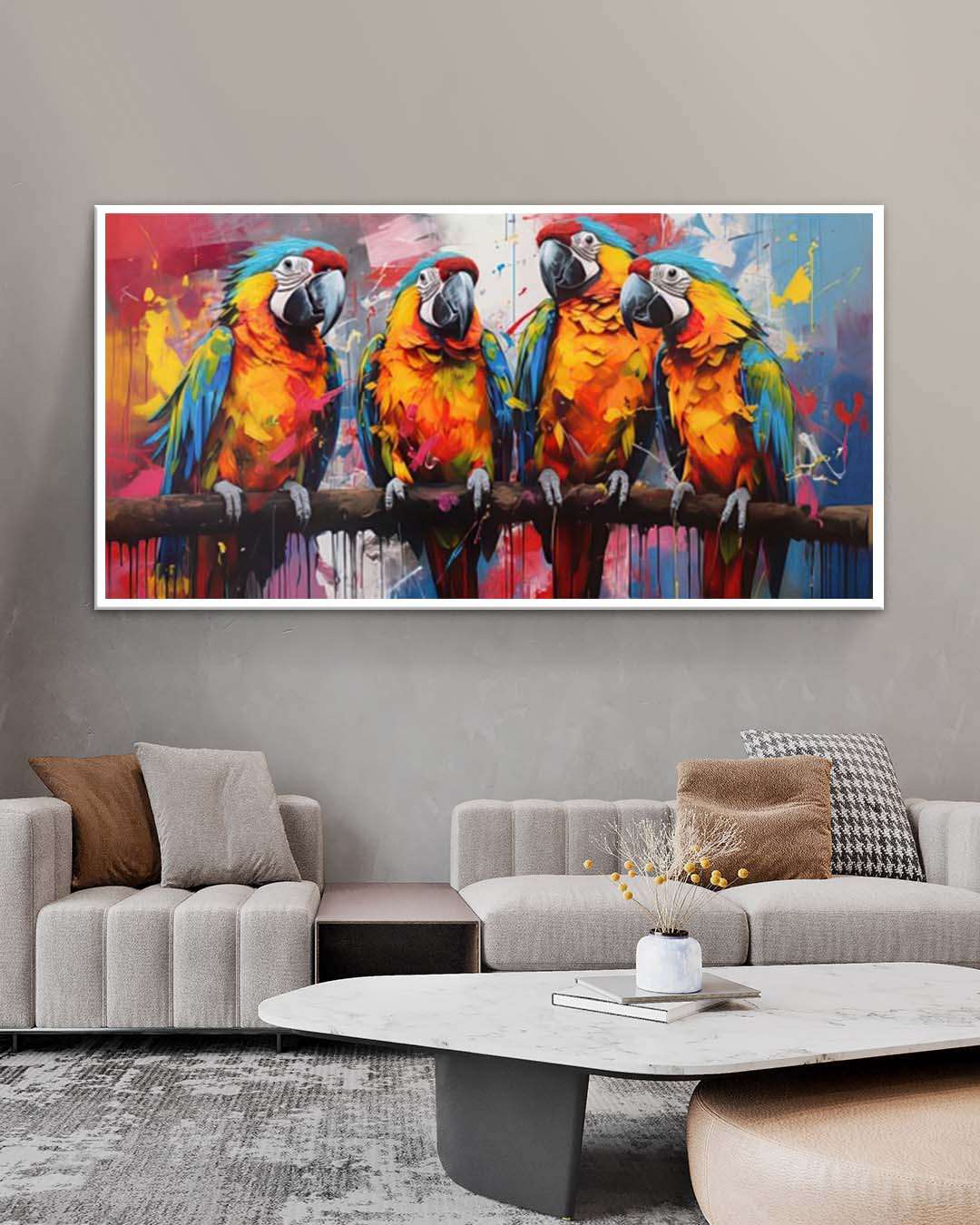 Cuadro Retrato Festival de Colores, Loro Arcoíris en Lienzo