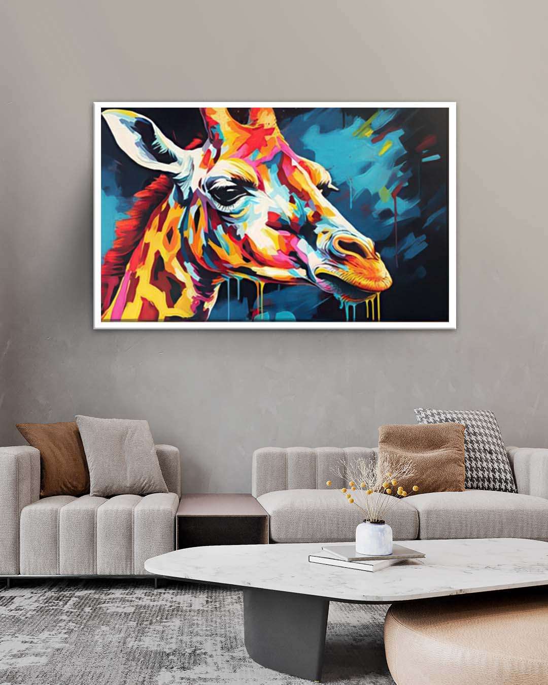 Cuadro Retrato Jirafa en Colores Vivos