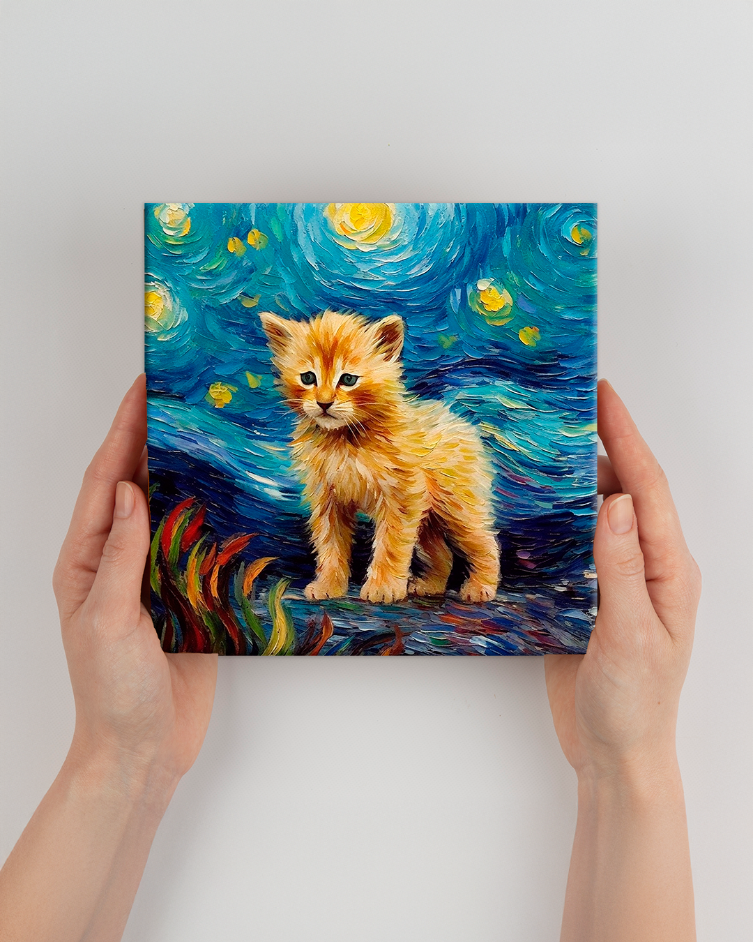 Cuadro León bebé estilo Van Gogh