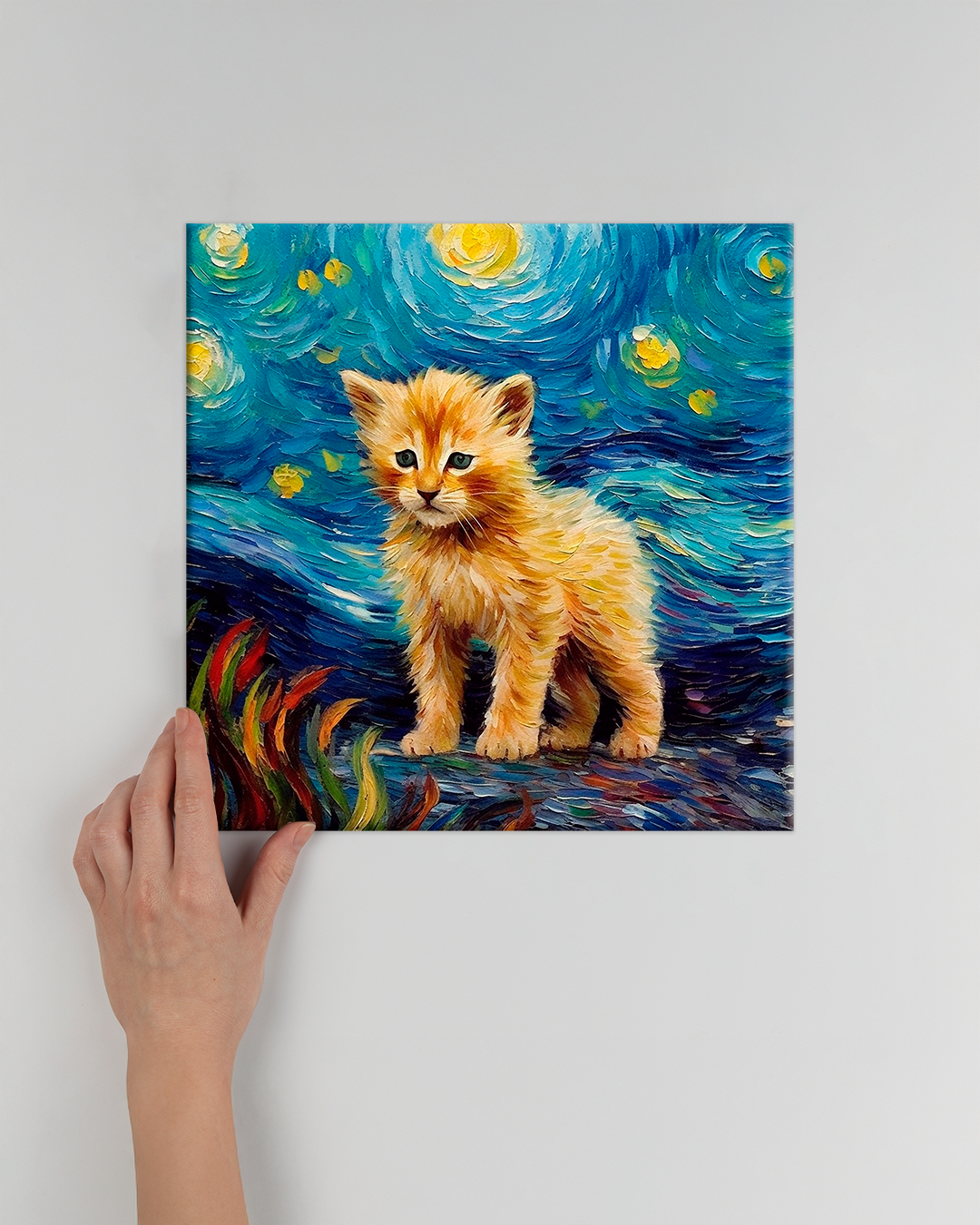 Cuadro León bebé estilo Van Gogh