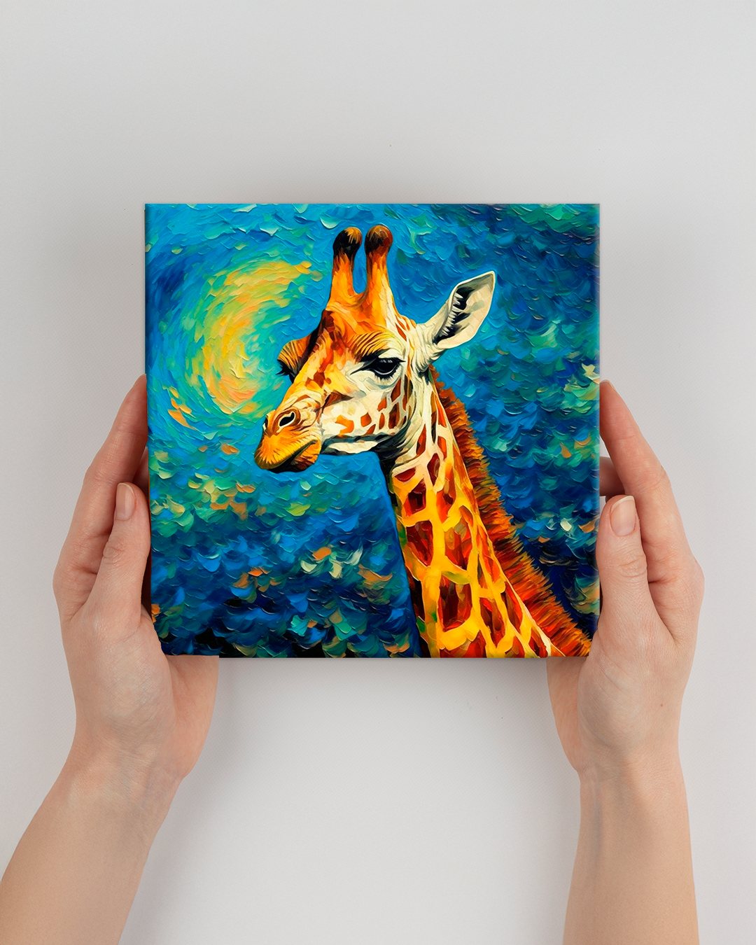 Cuadro jirafa al estilo Van Gogh