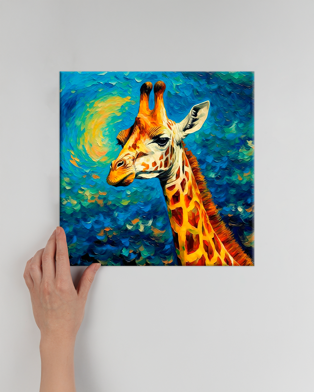 Cuadro jirafa al estilo Van Gogh