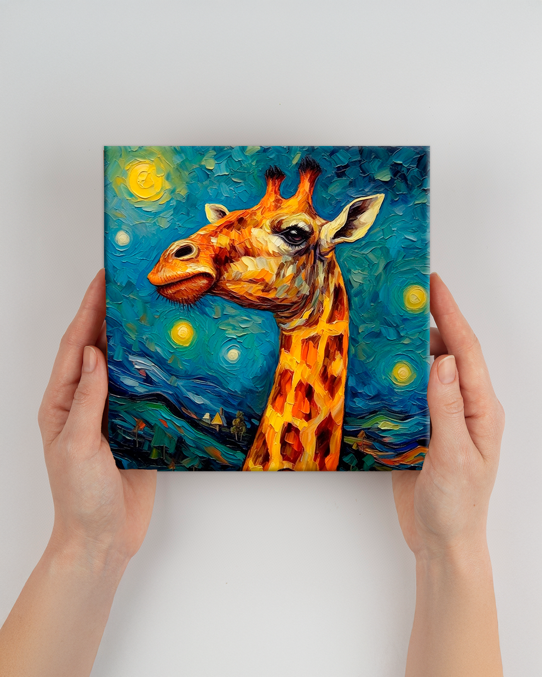 Cuadro jirafa estilo Van Gogh