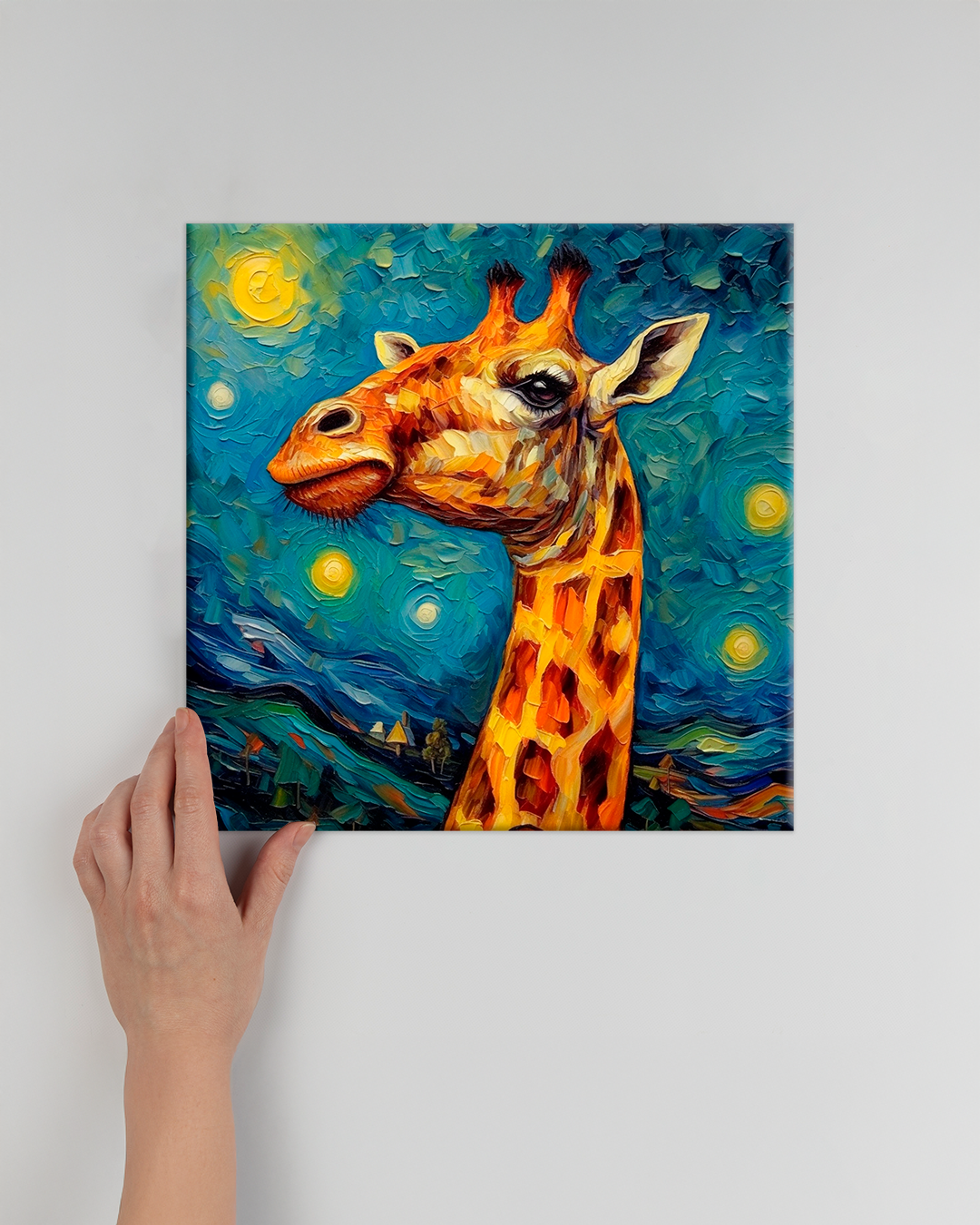 Cuadro jirafa estilo Van Gogh