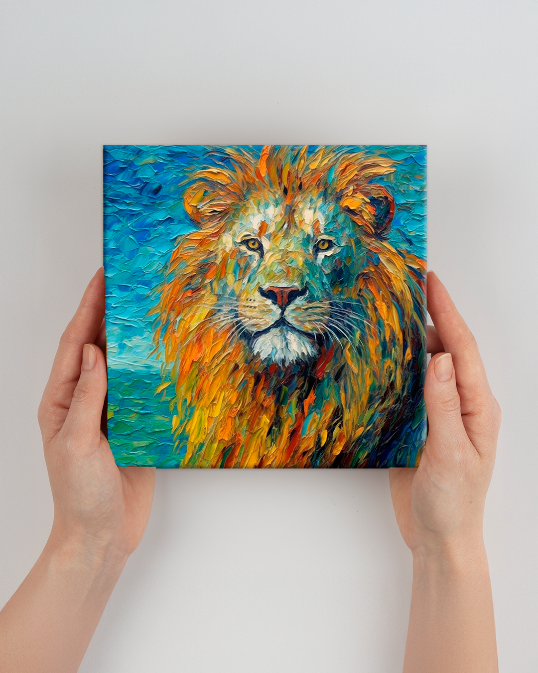 Cuadro león al estilo Van Gogh