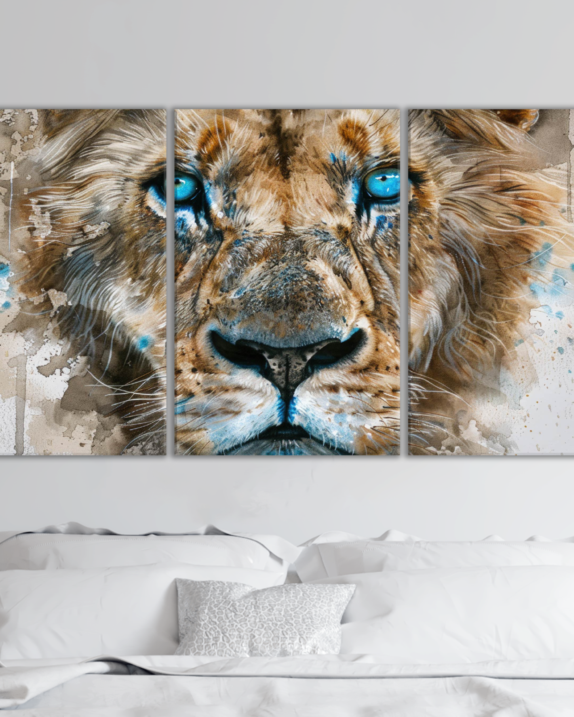 Tríptico León Azul – Fuerza y Elegancia Salvaje