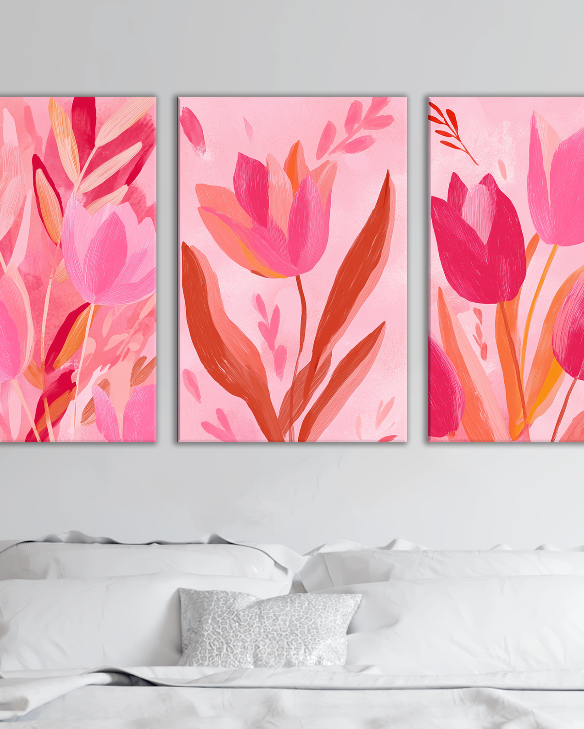 Cuadro de Tulipanes Rosas – Decoración Floral Moderna para Dormitorio o Salón