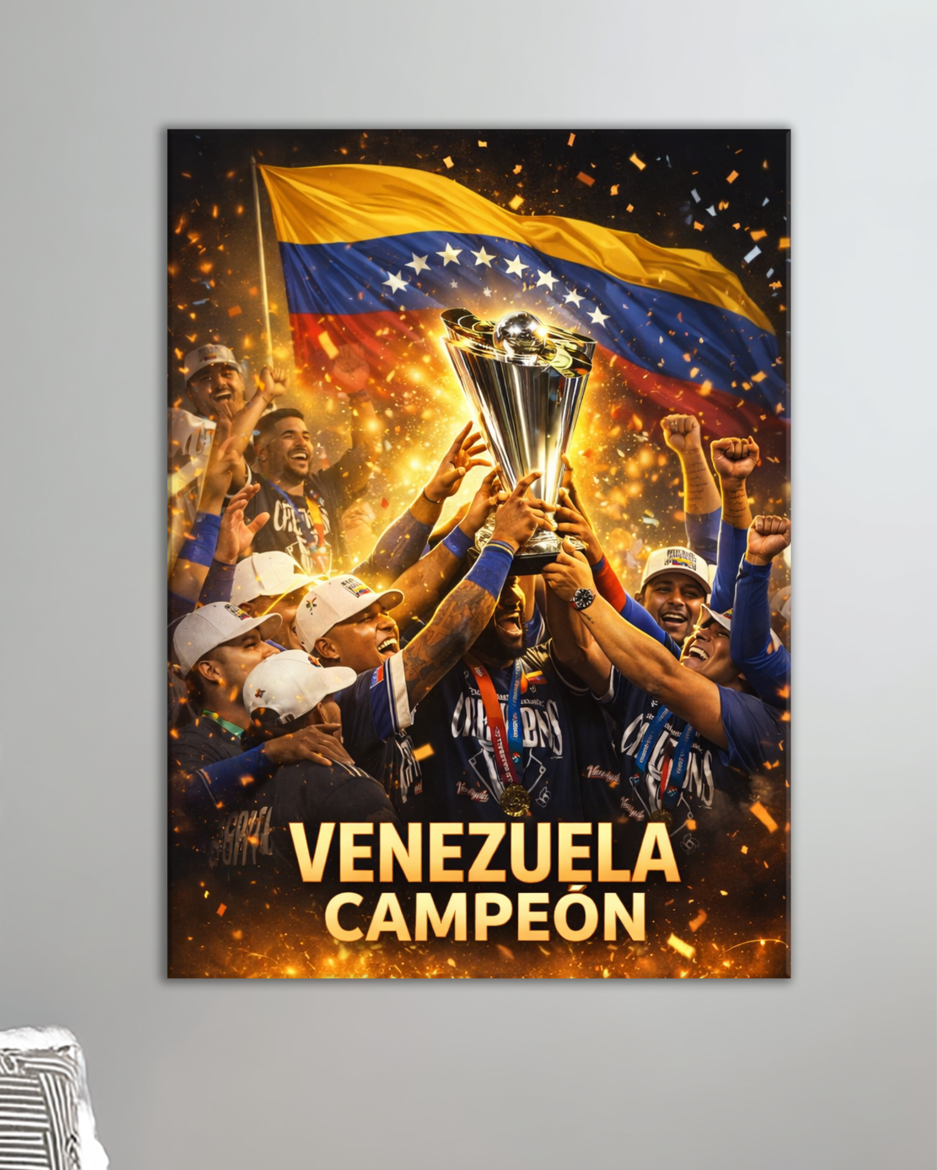 Cuadro Venezuela Campeón con Efecto Fuego – Decoración deportiva