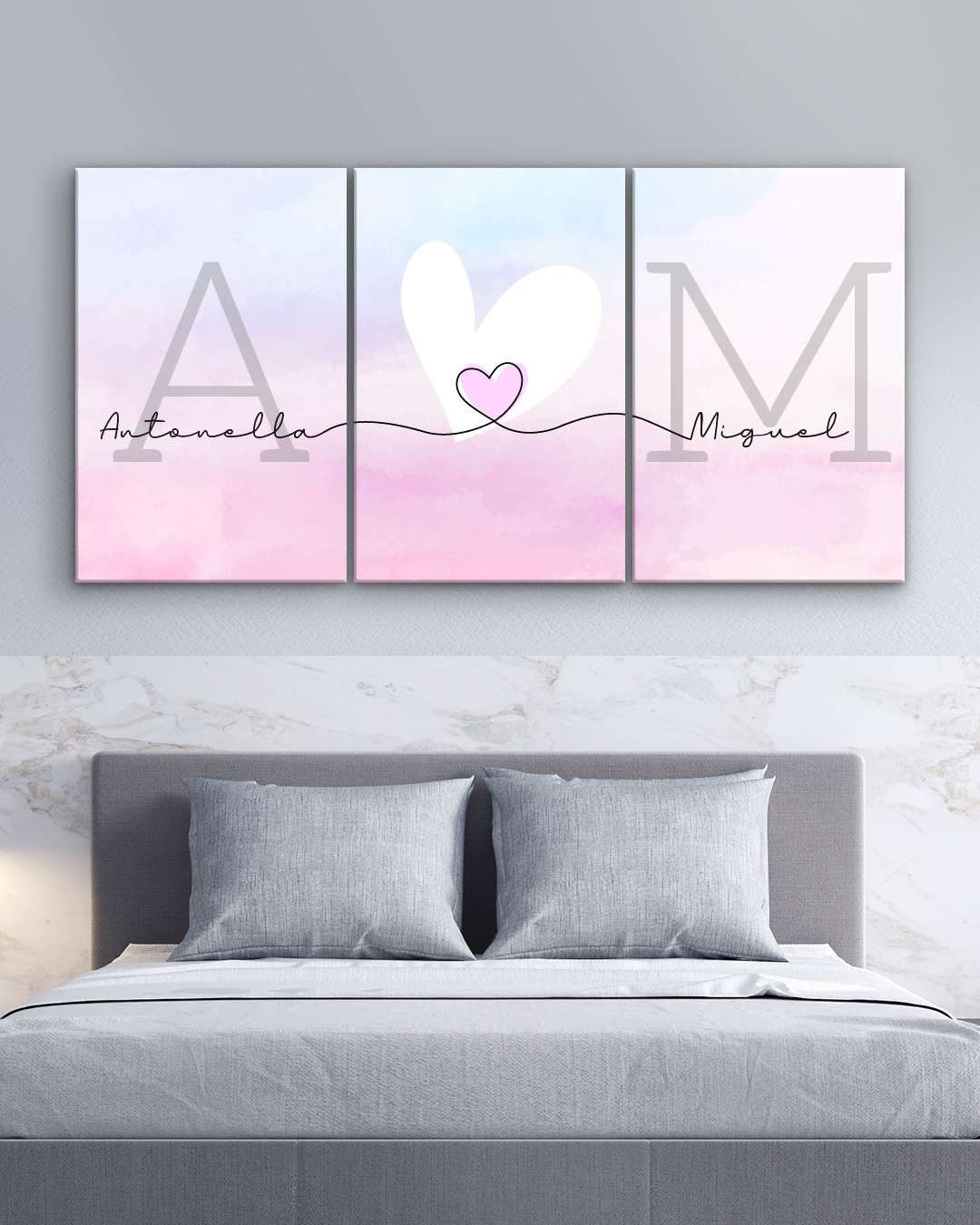 Iniciales nombres fondo rosa