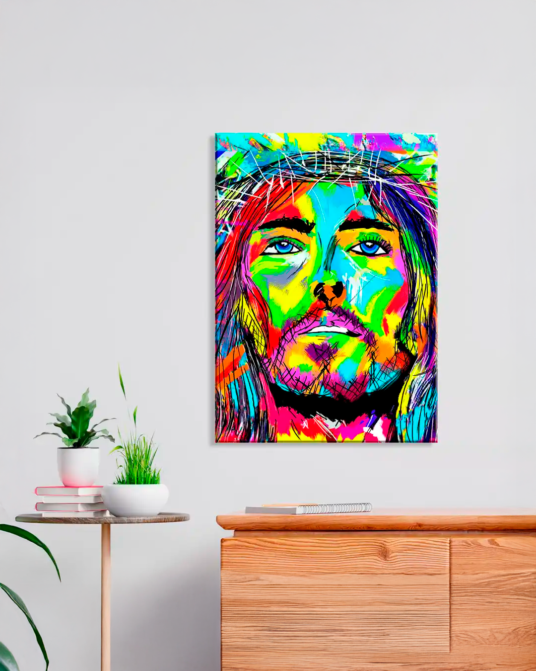 Cuadro Retrato Jesús en Efecto Ilustrado con Colores