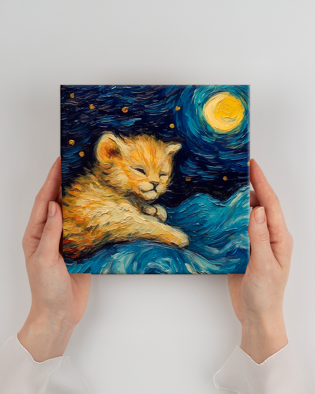 León bebé ilustración al estilo Van Gogh