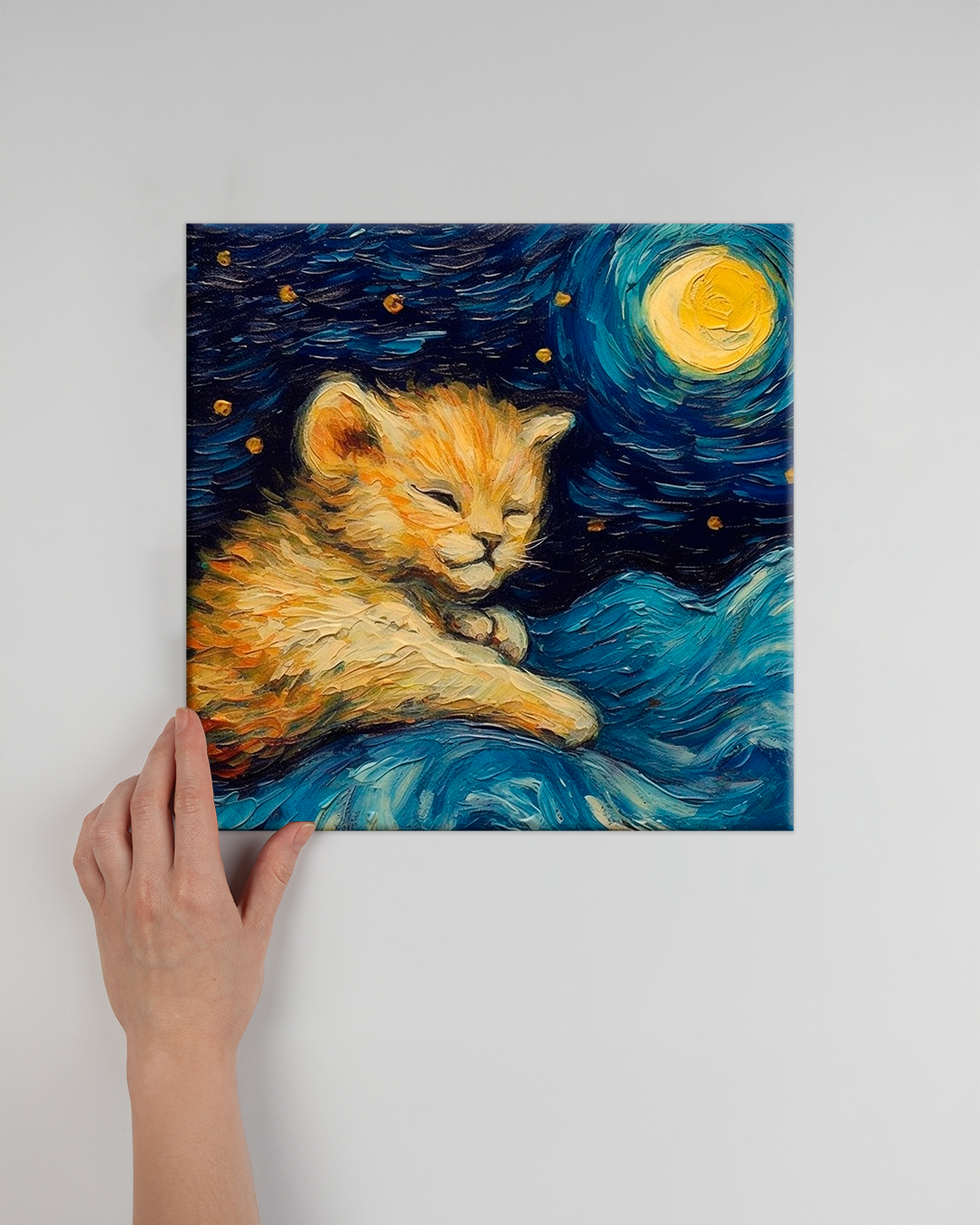 León bebé ilustración al estilo Van Gogh