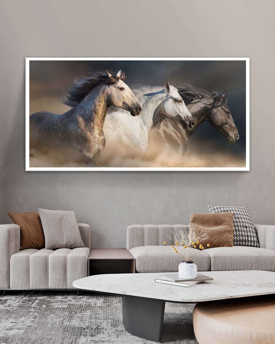 Cuadro panorámico Carrera de Caballos en Lienzo