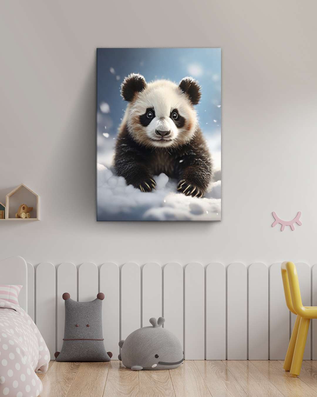 Alegria panda en copos de nieve