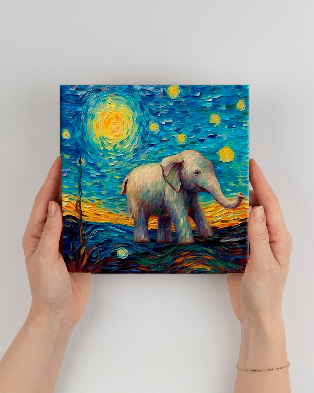 Elefante bebé estilo Van Gogh