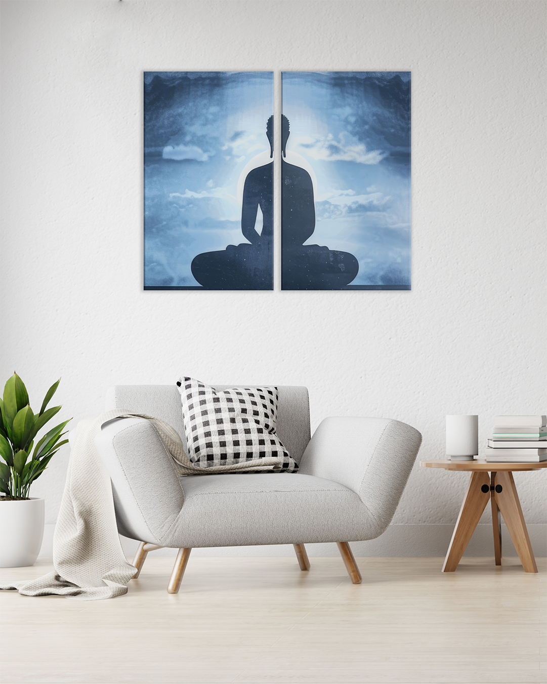 Cuadro Buda azul con cielo – Decoración zen moderna