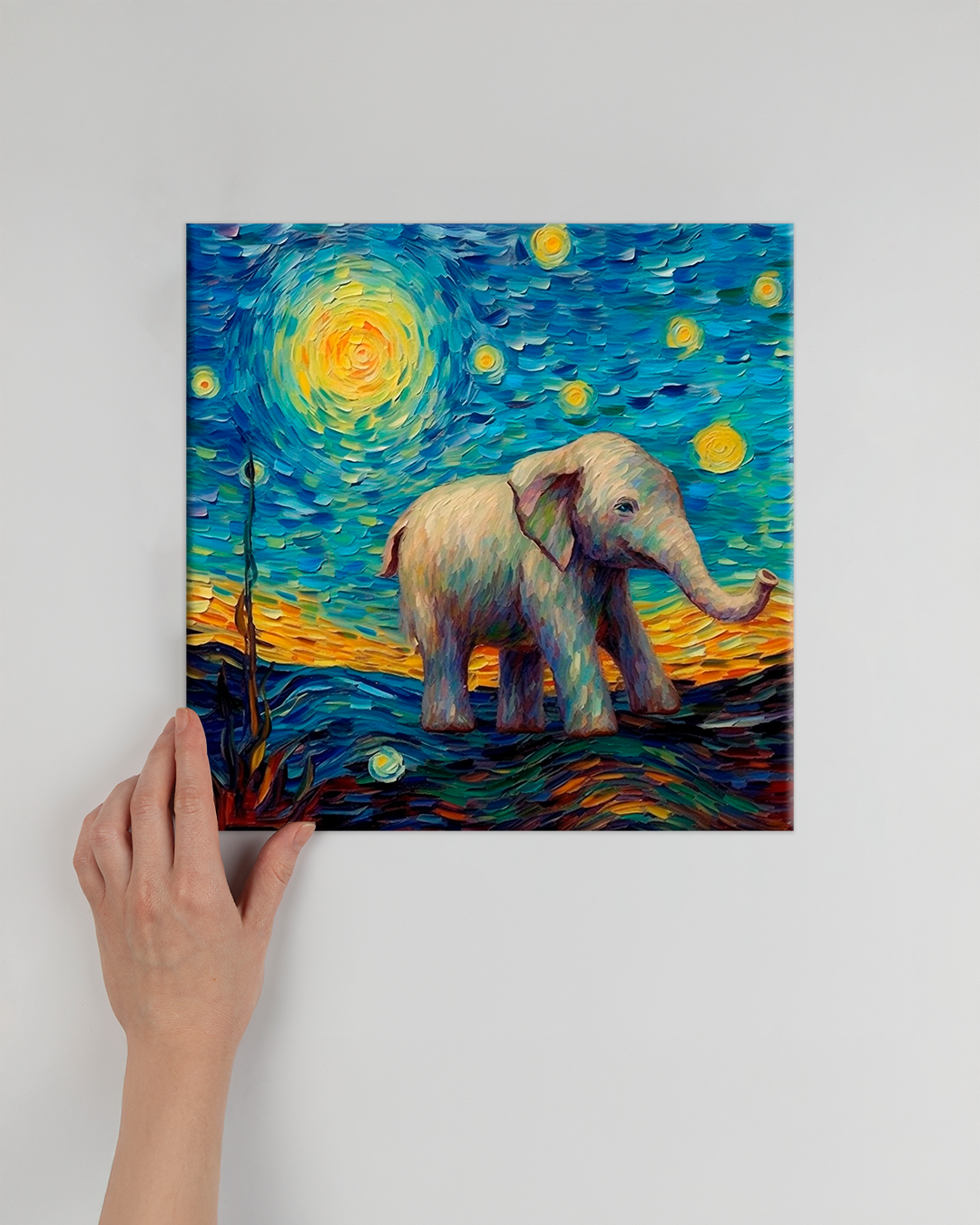 Elefante bebé estilo Van Gogh