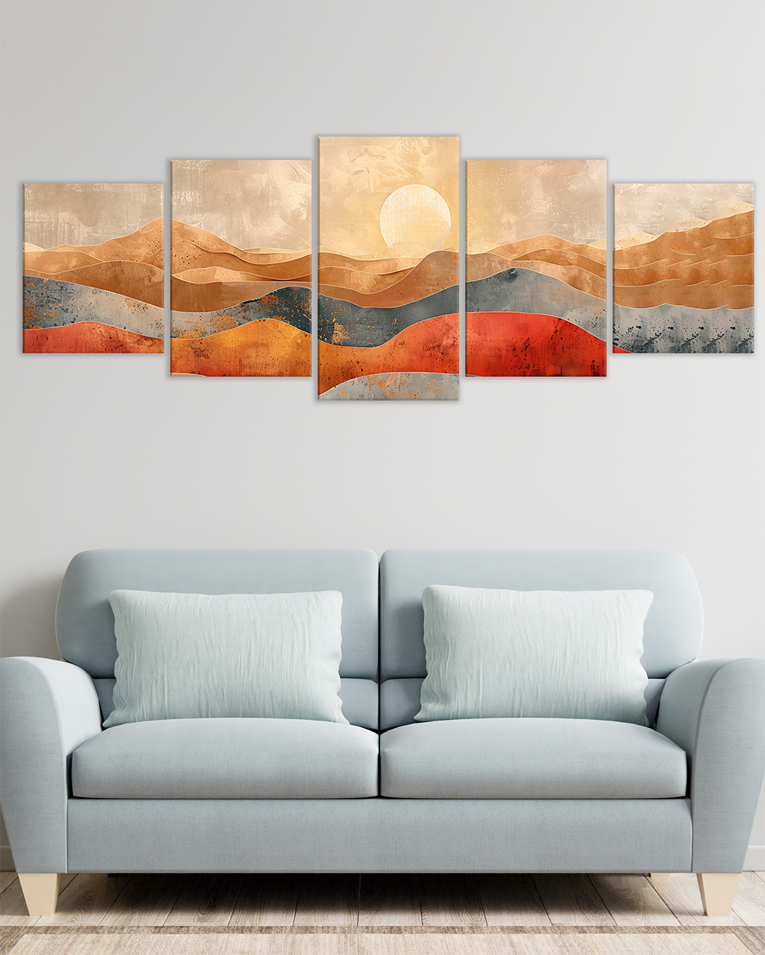 Cuadro decorativo paisaje abstracto en tonos tierra