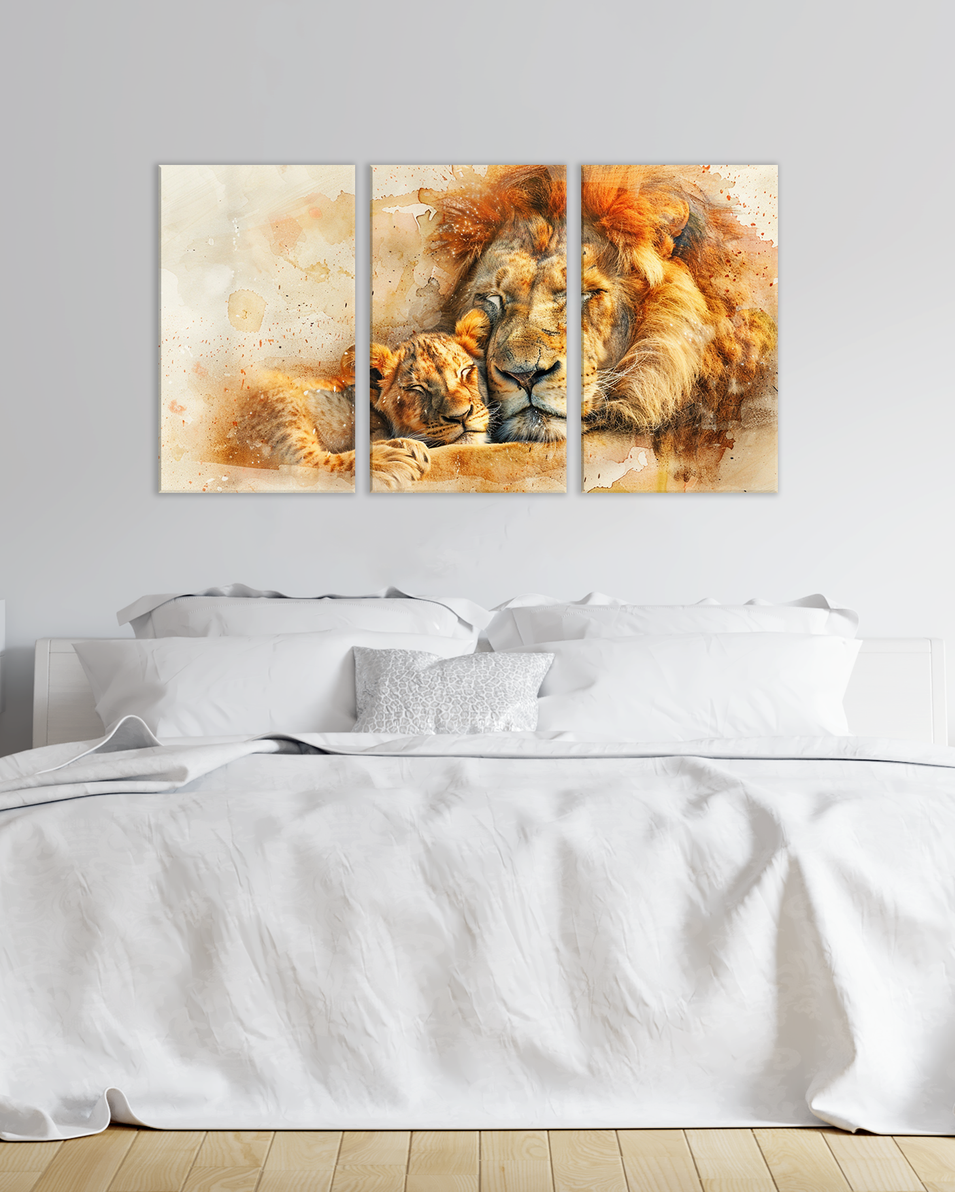 Cuadro decorativo de leones , Amor y fuerza