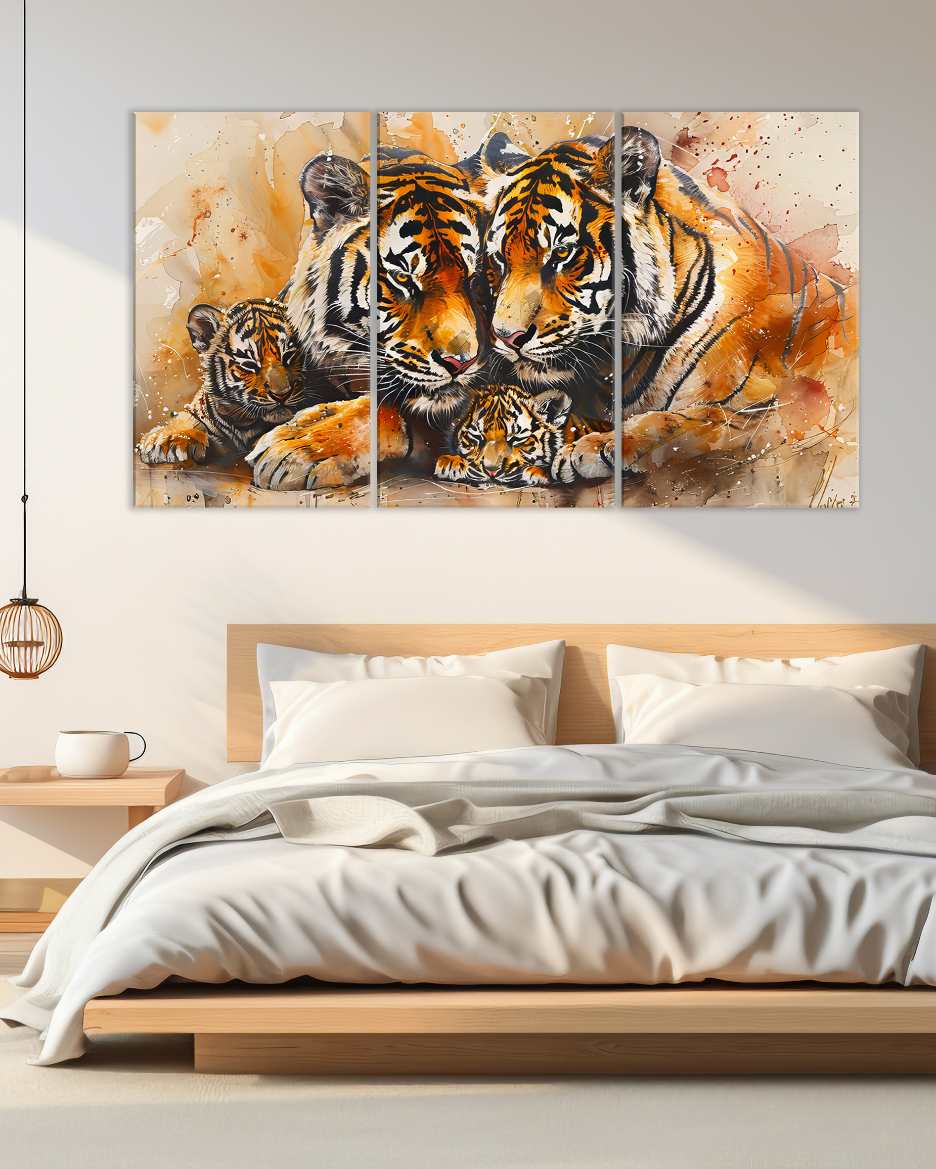Cuadro de tigres en familia