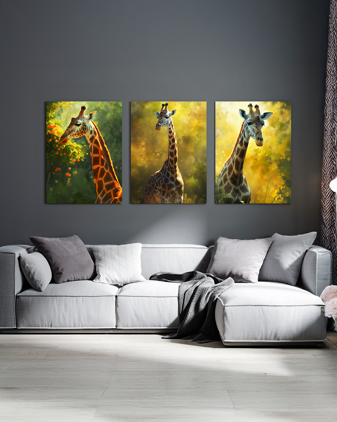 Set de 3 cuadros de jirafas