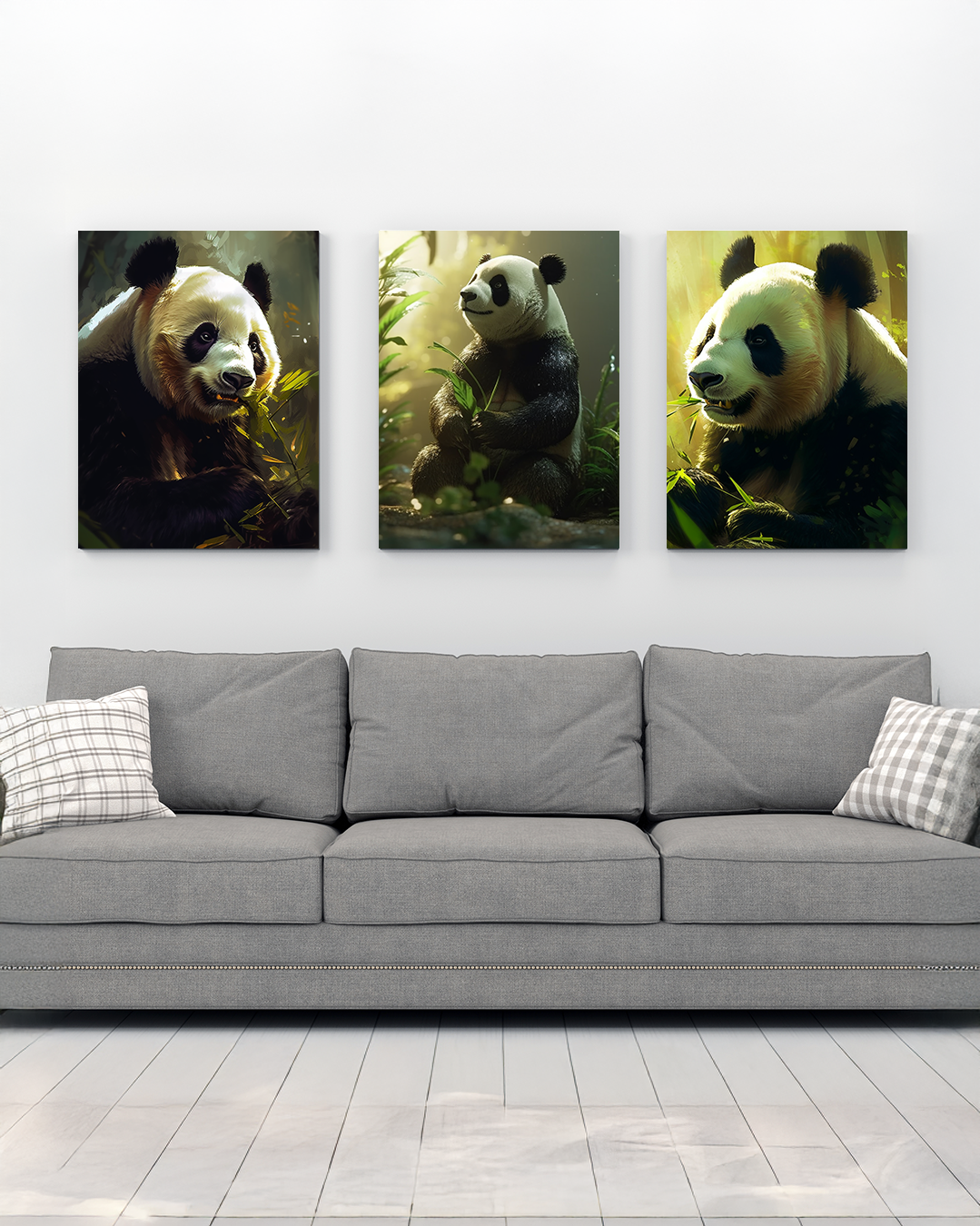 Set de 3 cuadros osos panda