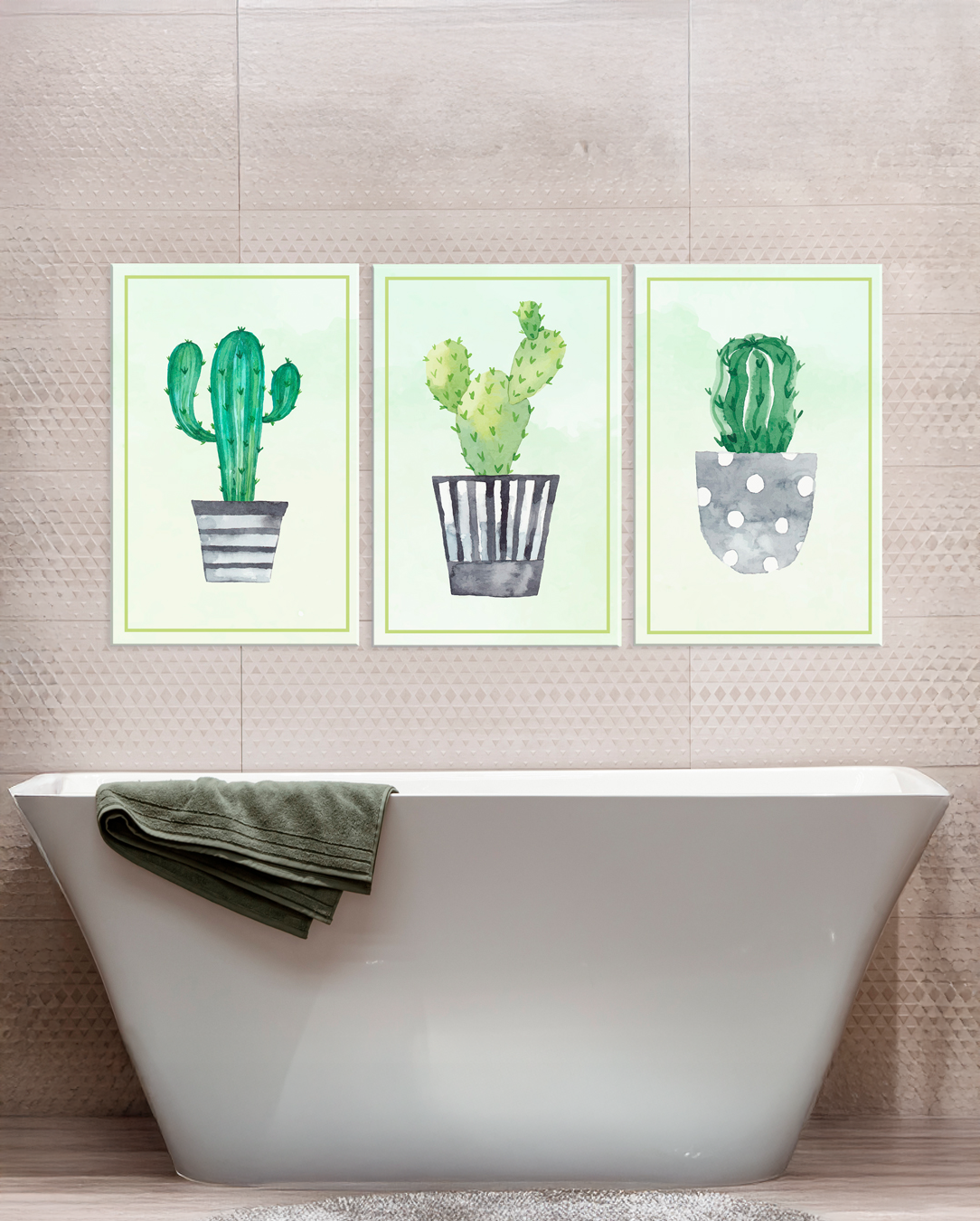 Set de 3 cuadros plantas pintura
