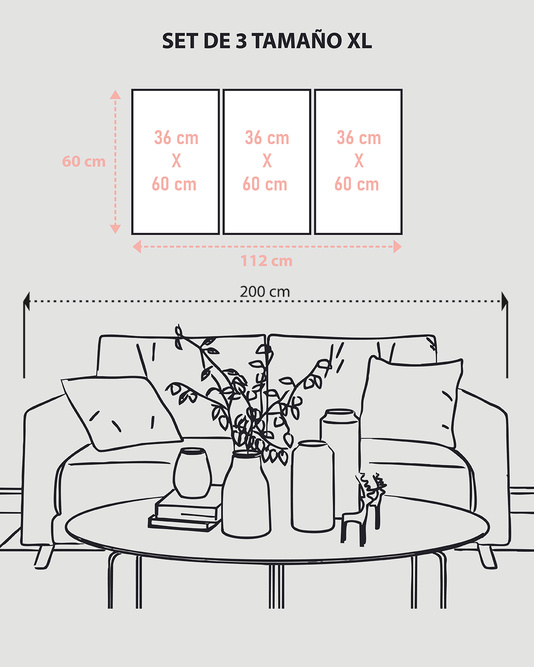 Set de cuadros decorativos infantiles boho arcoíris y corazones