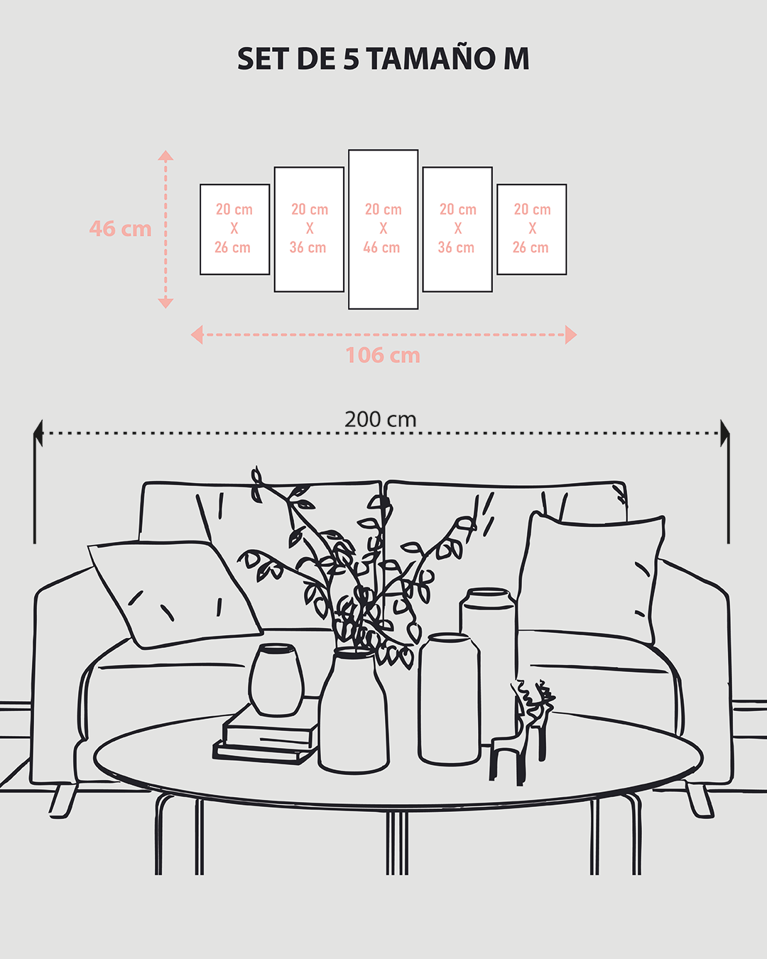 Cuadro de Montañas al Atardecer con Silueta, Decoración Paisajística Moderna