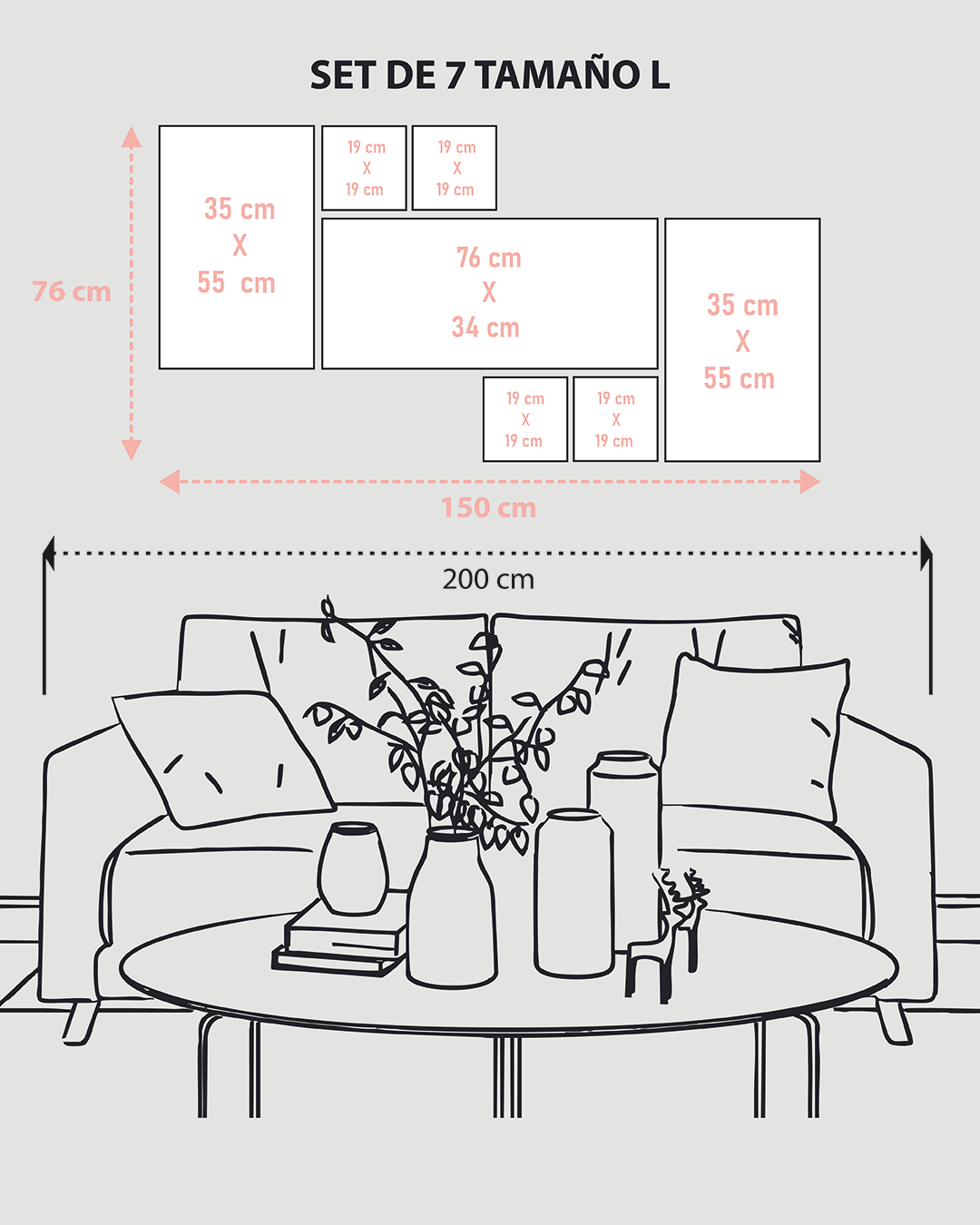 Set de 7 Cuadros con Arte Abstracto