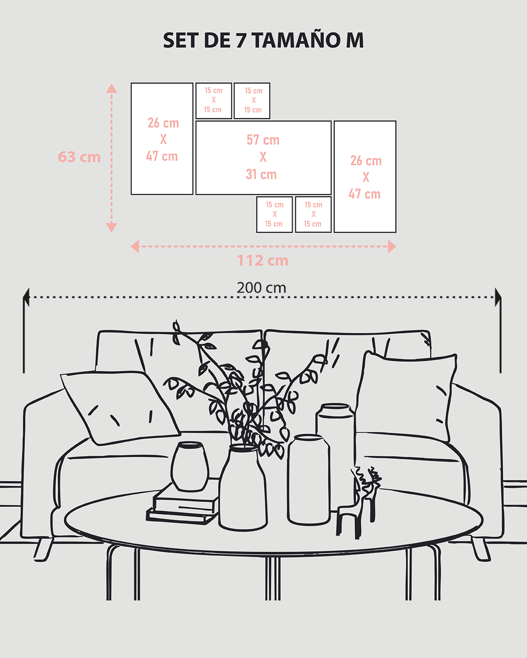 Set de 7 Cuadros con Arte Abstracto