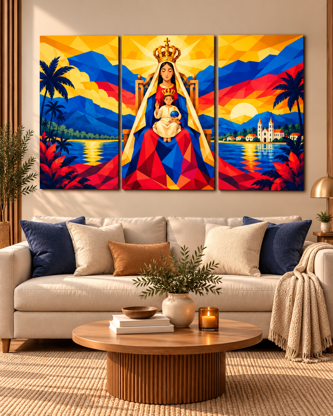 Cuadro Virgen de Coromoto de Venezuela – Tríptico Religioso Moderno