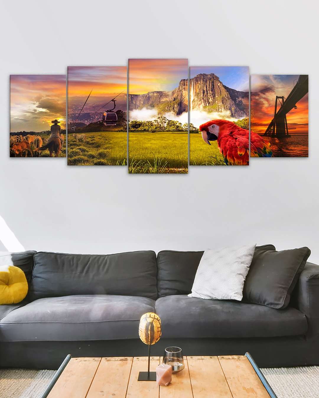 Set de 5 cuadros Paisajes Emblemáticos de Venezuela