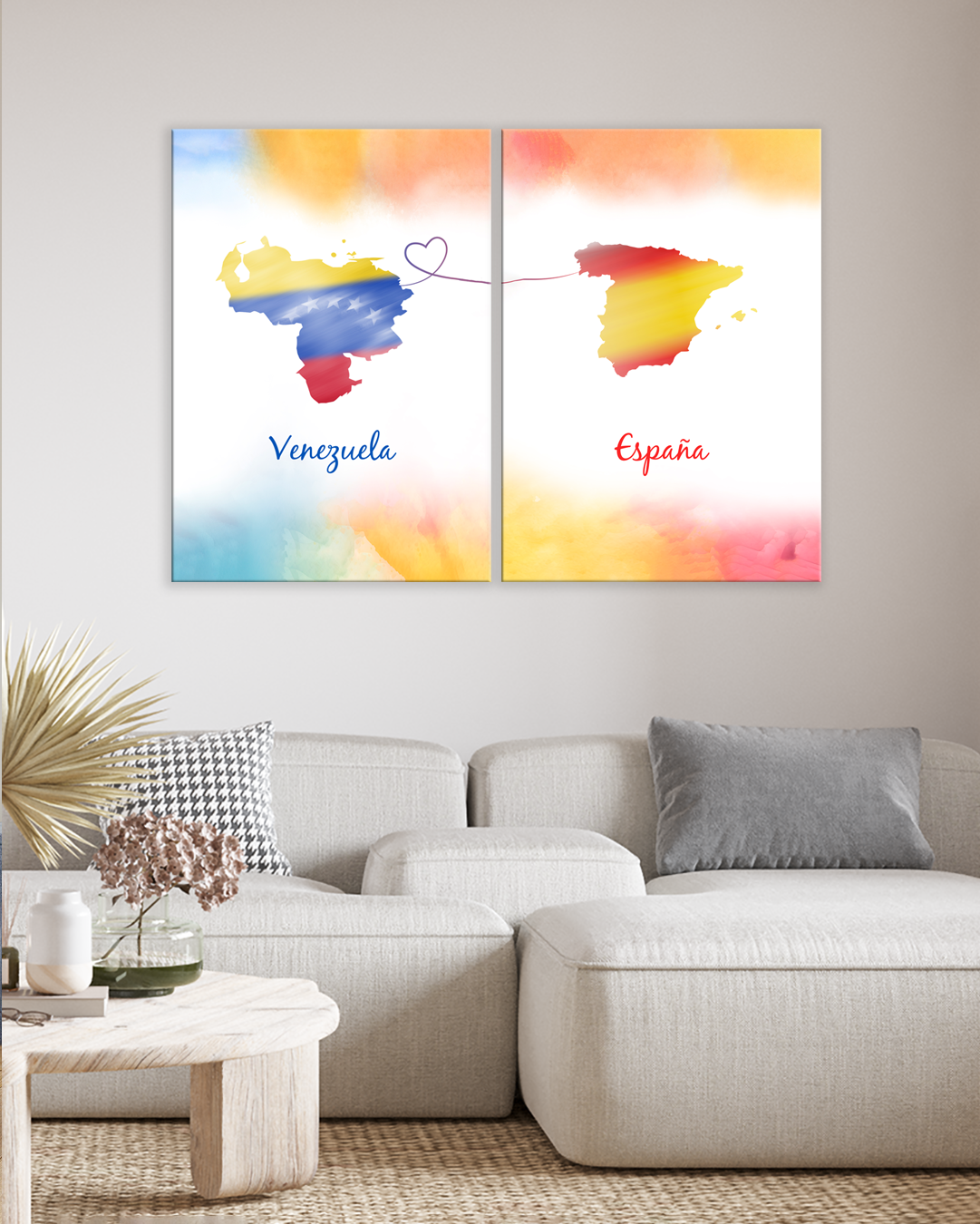 Set de dos cuadros mapas de paises 1