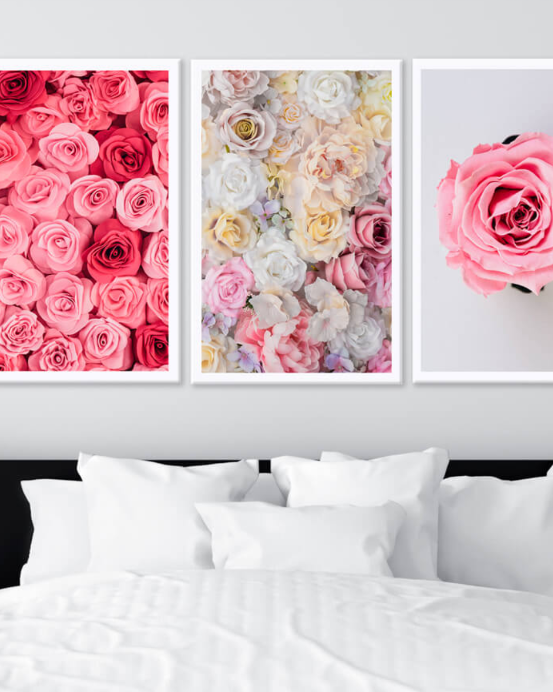 Cuadro flores en colores rosa