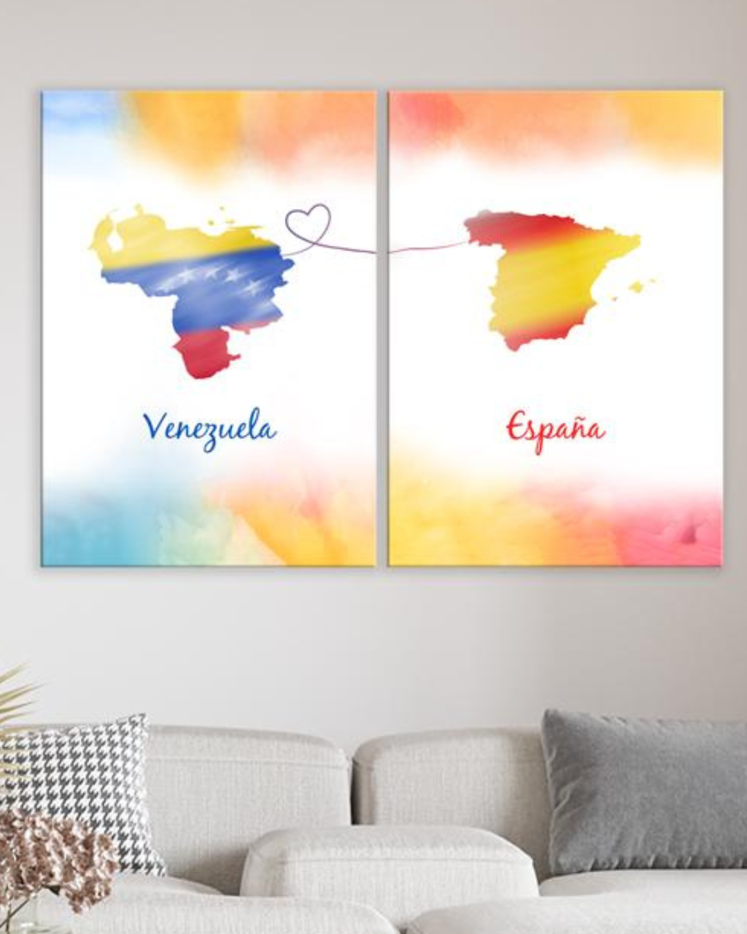 Cuadros mapas de colores Venezuela y España