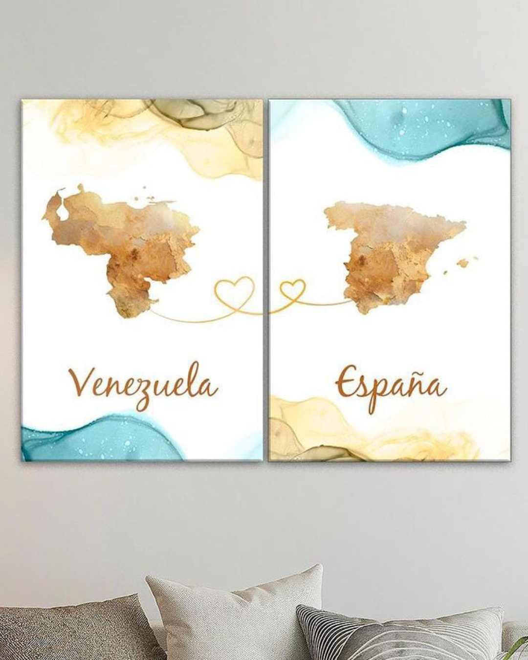 Cuadros mapas de países Venezuela y España