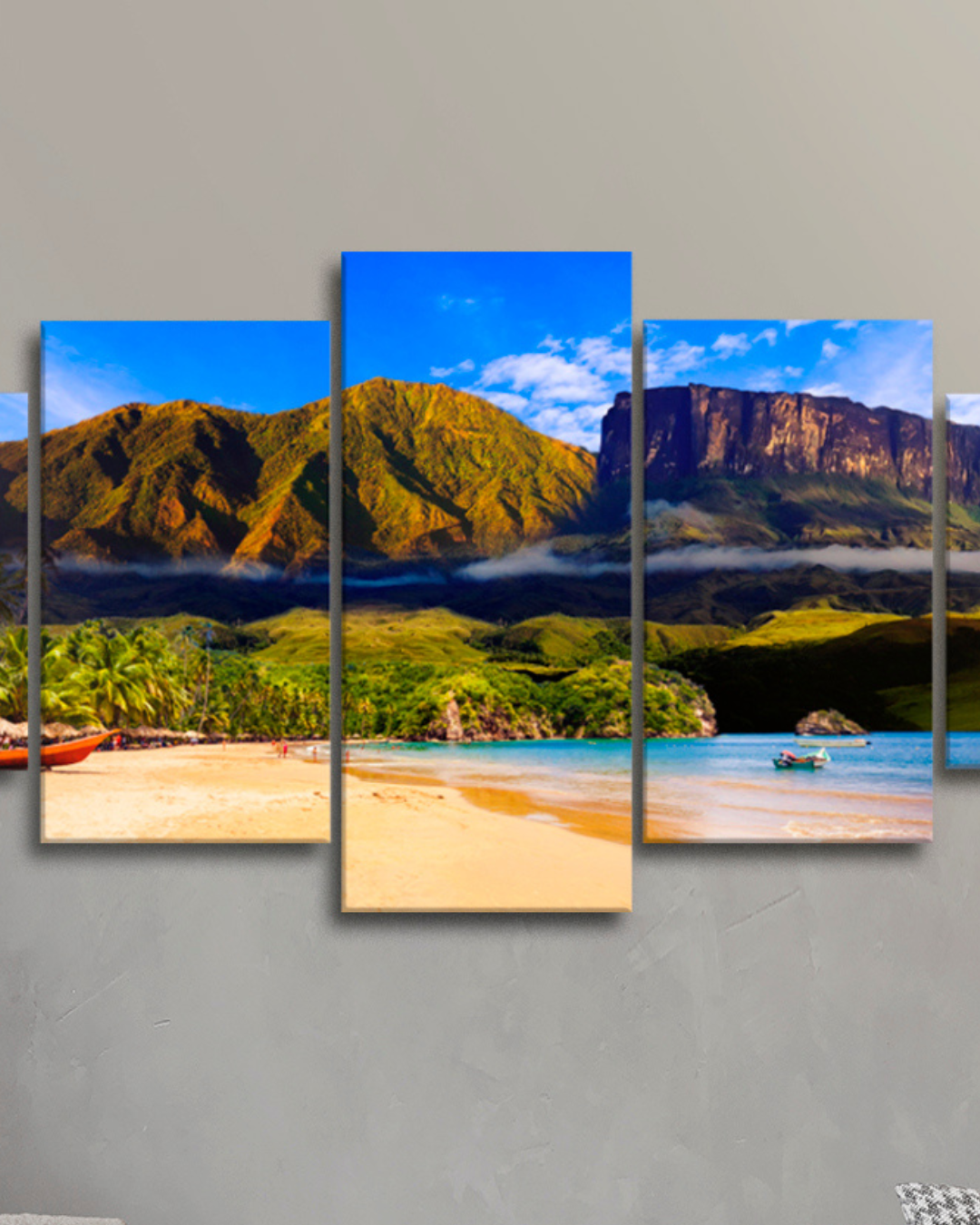 Set de 5 Cuadros con Paisajes Venezuela Ávila, El Roraima y Choroni