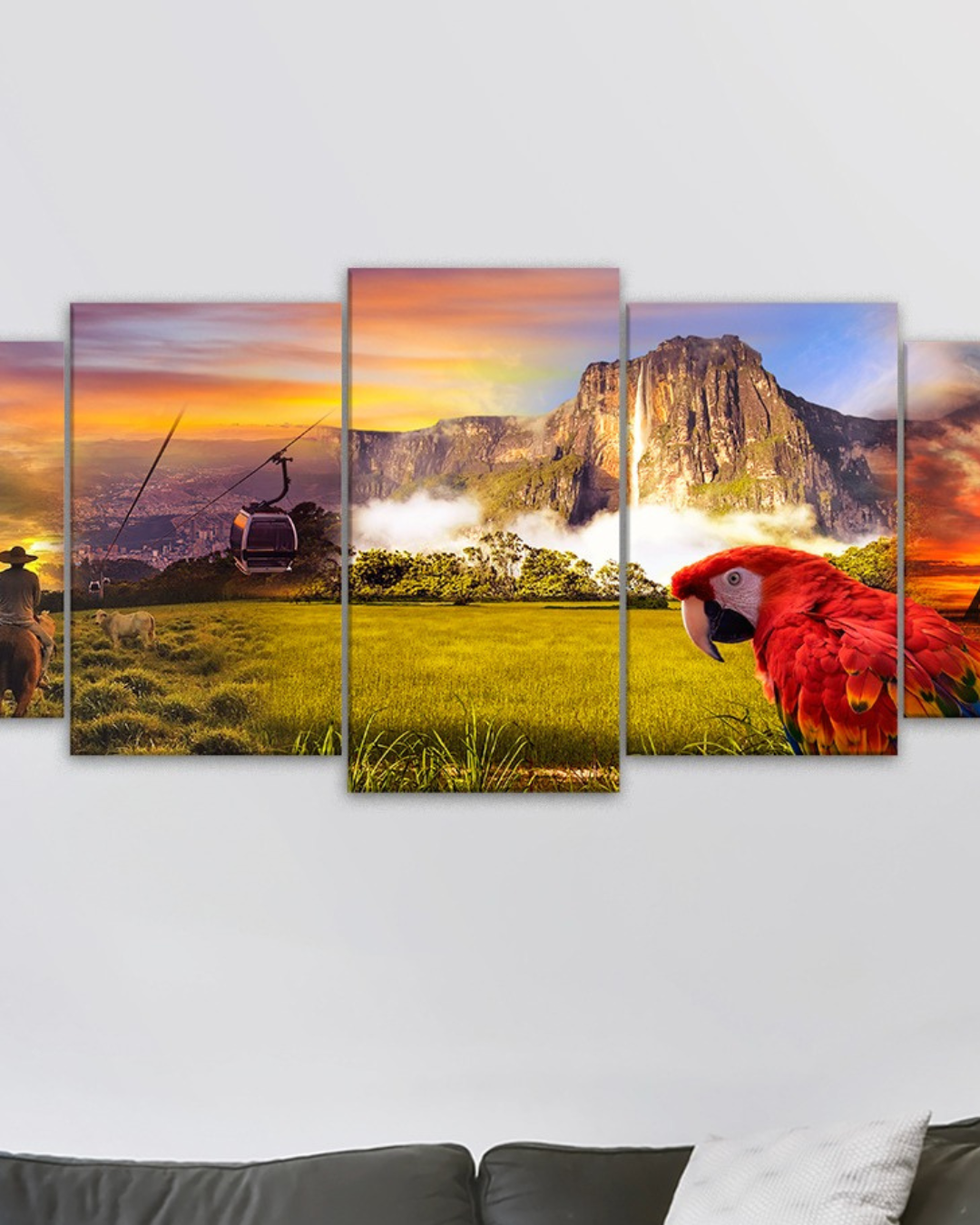 Set de 5 Cuadros Fusión de Paisajes Emblemáticos de Venezuela