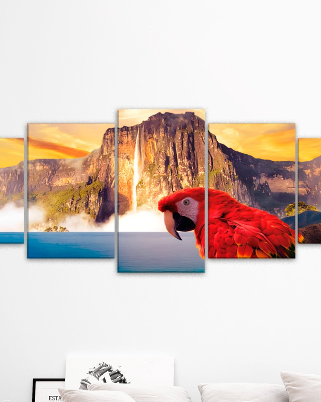 Set de 5 cuadros "El Salto Angel y Bahia de Cata"