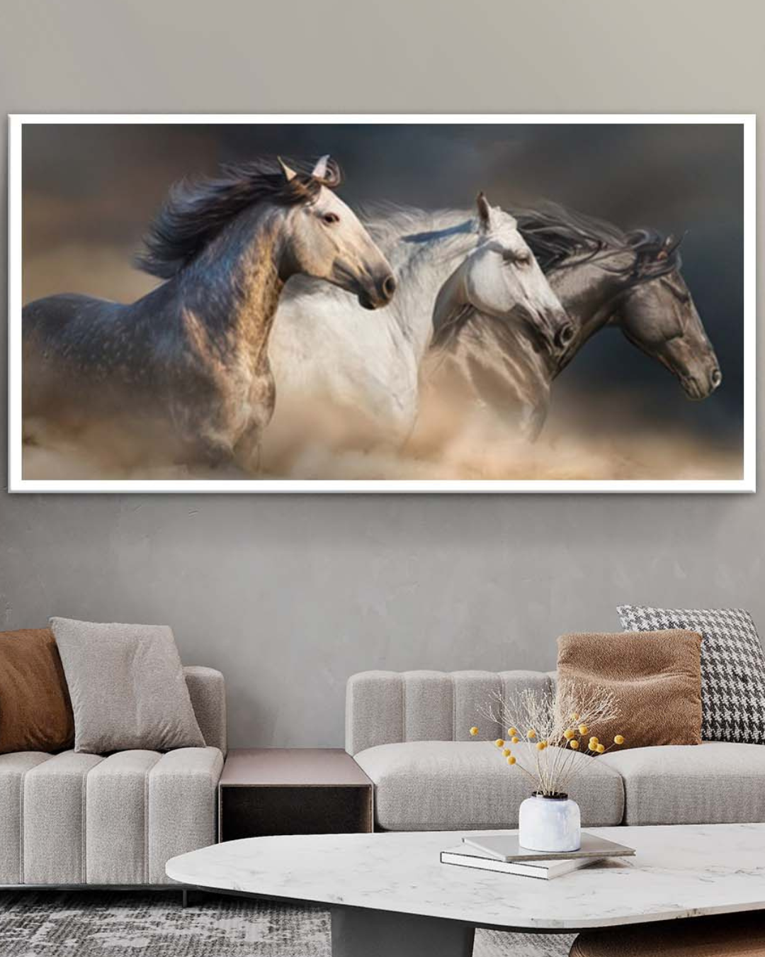 Cuadro panorámico Carrera de Caballos en Lienzo
